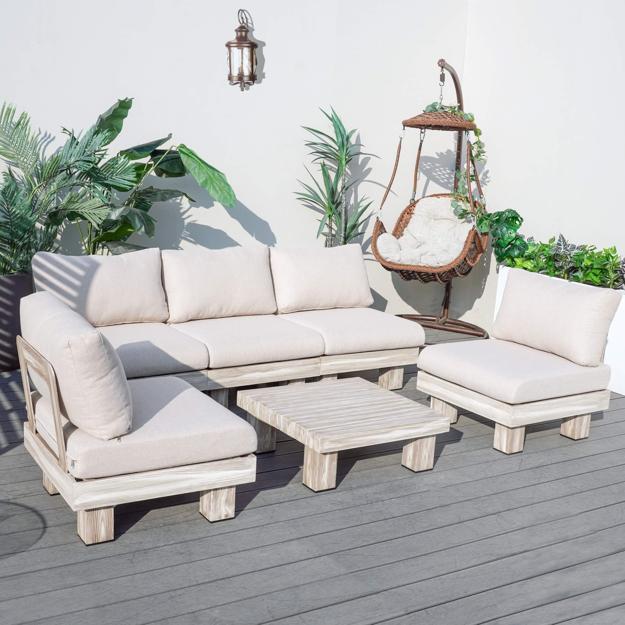 Armless 5-Seat Patio Sofa Set (PAS-2510-5S-Armless-SET) - Abrihome
