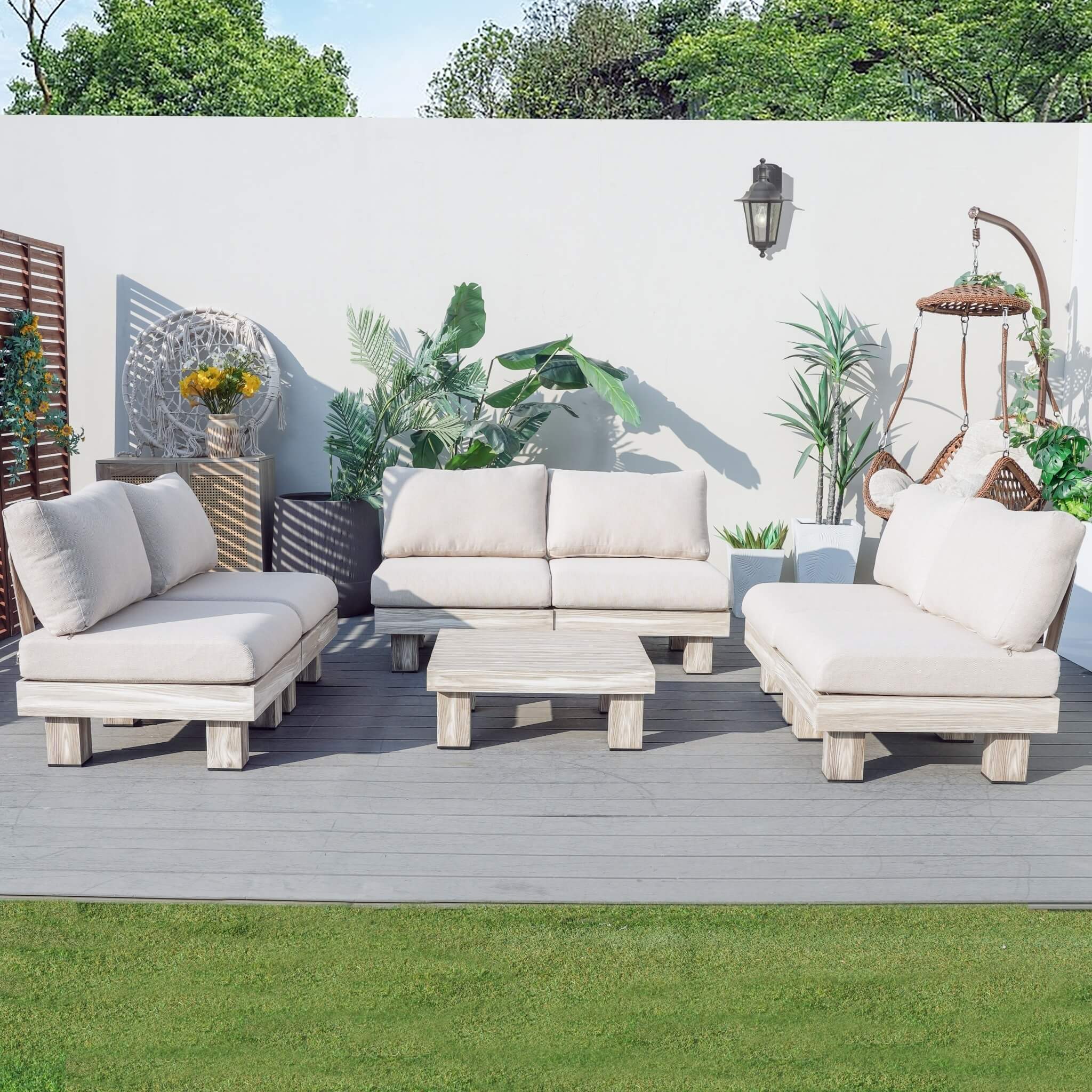 Armless 6-Seat Patio Sofa Set (PAS-2510-6S-Armless-SET) - Abrihome