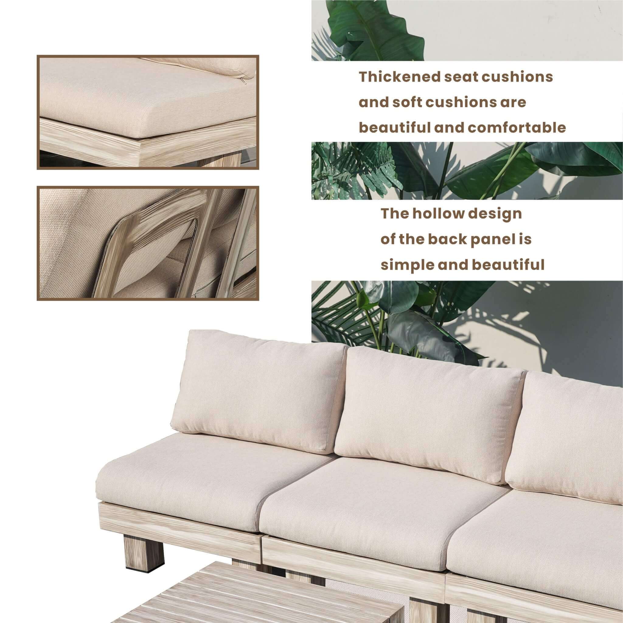 Armless 6-Seat Patio Sofa Set (PAS-2510-6S-Armless-SET) - Abrihome