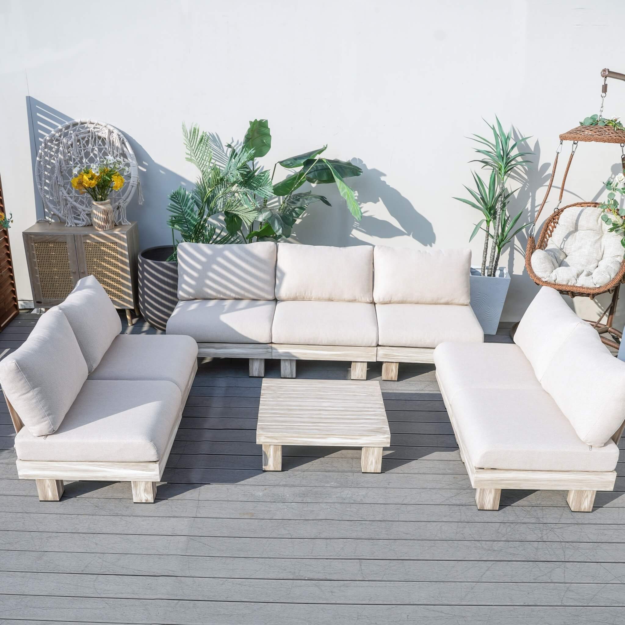 Armless 7-Seat Patio Sofa Set (PAS-2510-7S-Armless-SET) - Abrihome