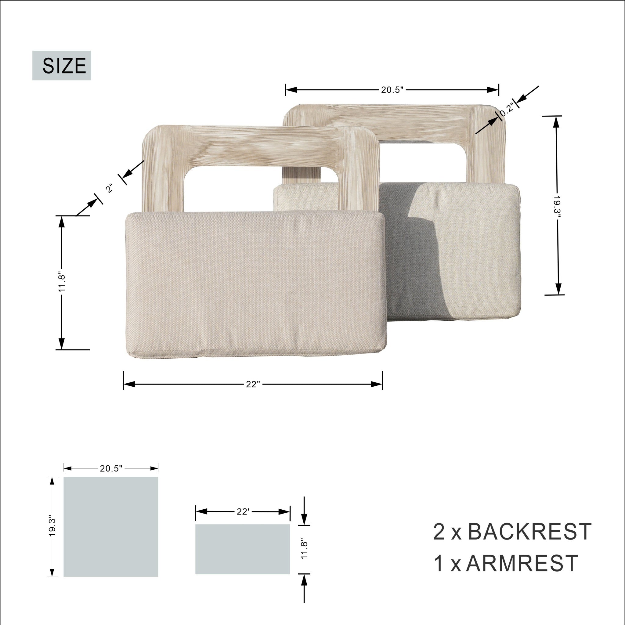 Outdoor Sofa Set Accessories (PAS-2510-Accessories) - Abrihome