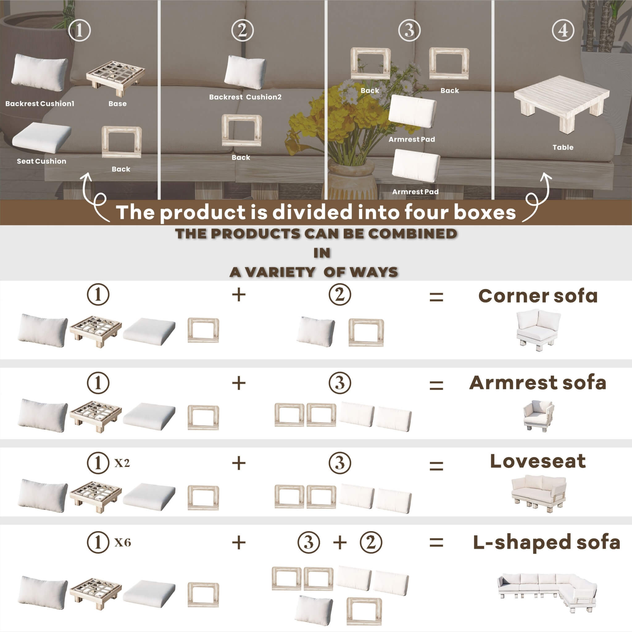 L4 Outdoor Sectional Sofa Set (PAS-2510-L4-SET) - Abrihome