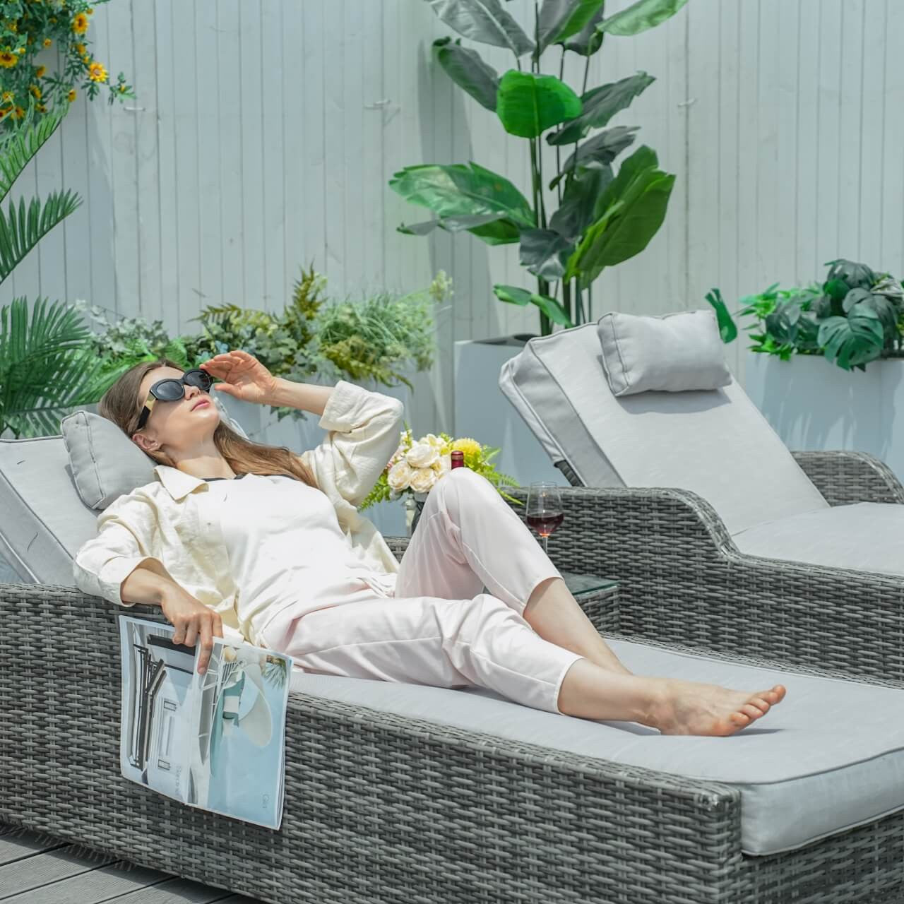 Outdoor Wicker Reclining Chaise Lounge(PAL-1127B) - Abrihome