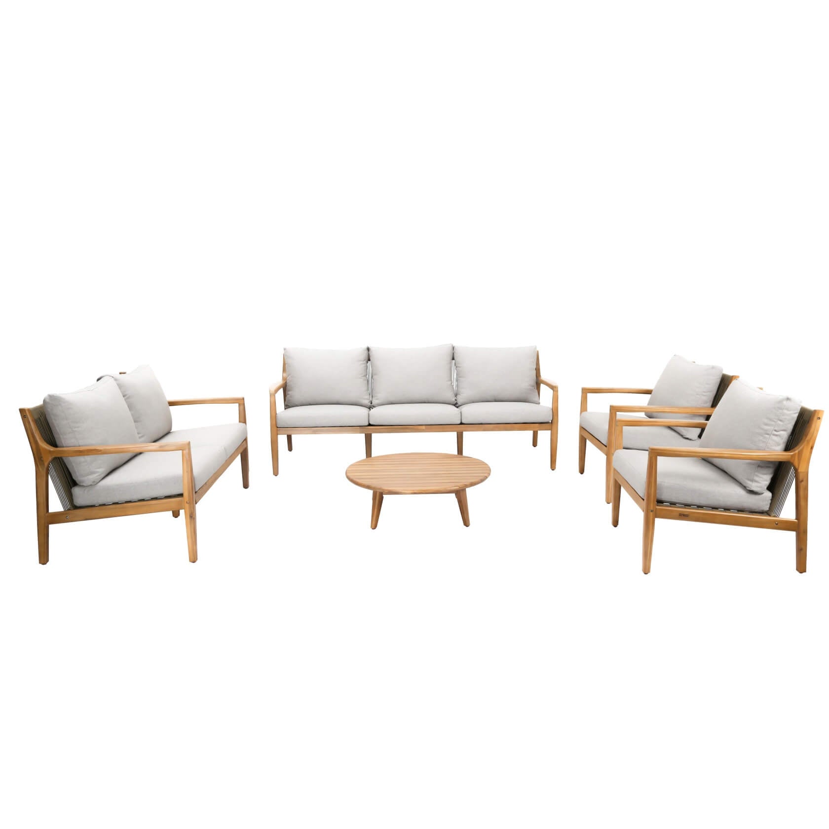 5-Piece Solid Acacia Wood Outdoor Furniture Set (PAS-2513-3SC+2SC+SC*2+TA) - Abrihome