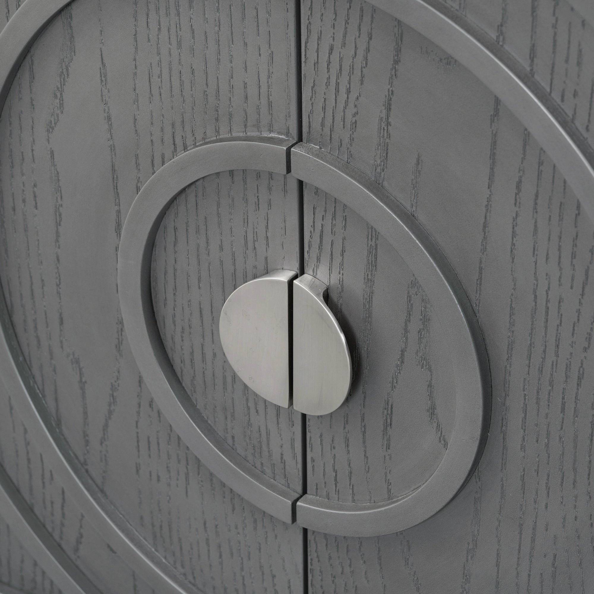 TREXM Retro Sideboard door with Circular Groove Design Round Metal Door Handle for Entrance, Dinning Room, Living Room (Gray) - Abrihome