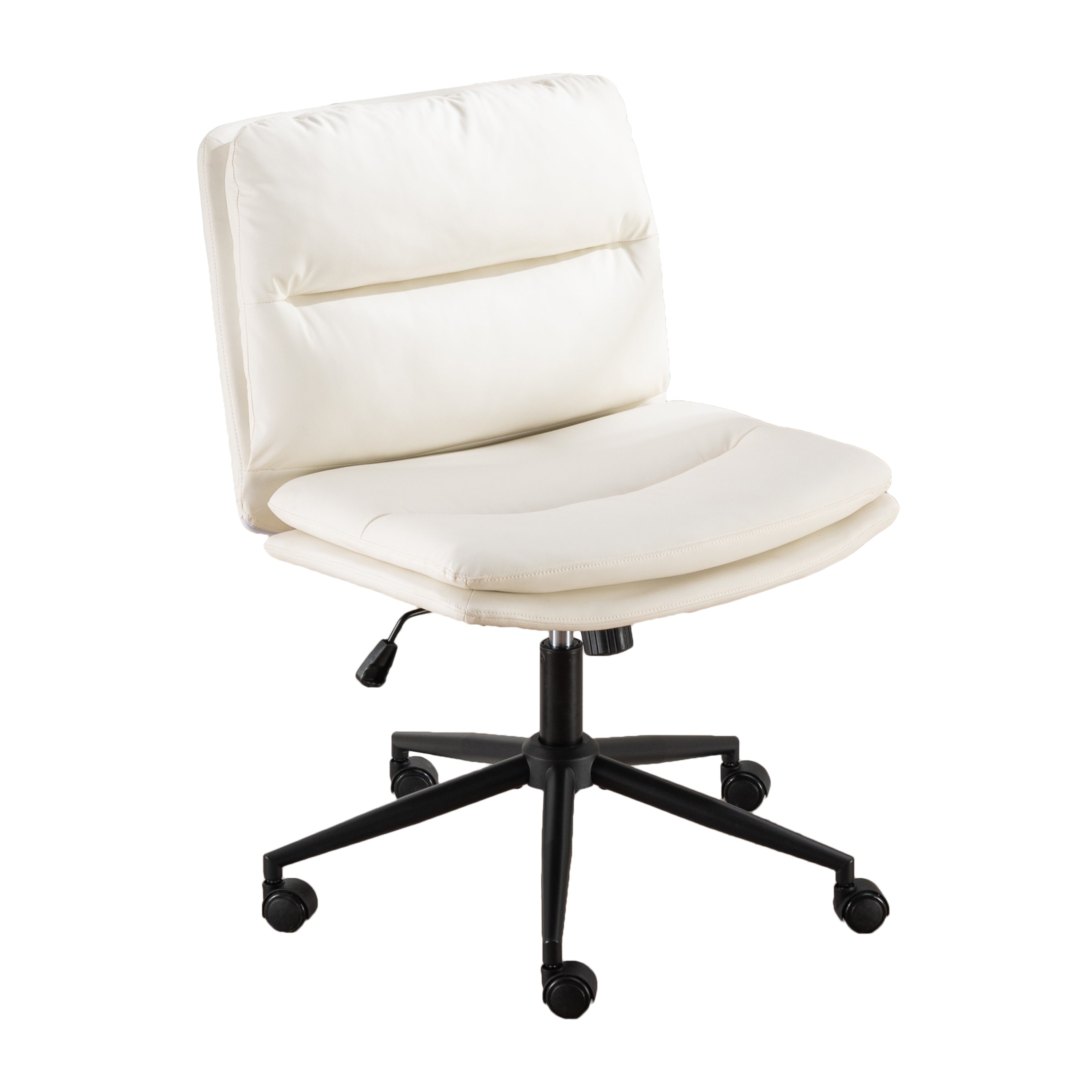 Bizerte Adjustable Swivel Criss-Cross Chair, Wide Seat/ Office Chair /Vanity Chair, White - Abrihome