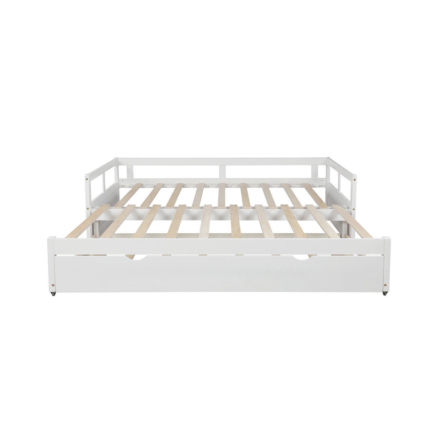 Extending Daybed with Trundle, Wooden Daybed with Trundle, White - Abrihome