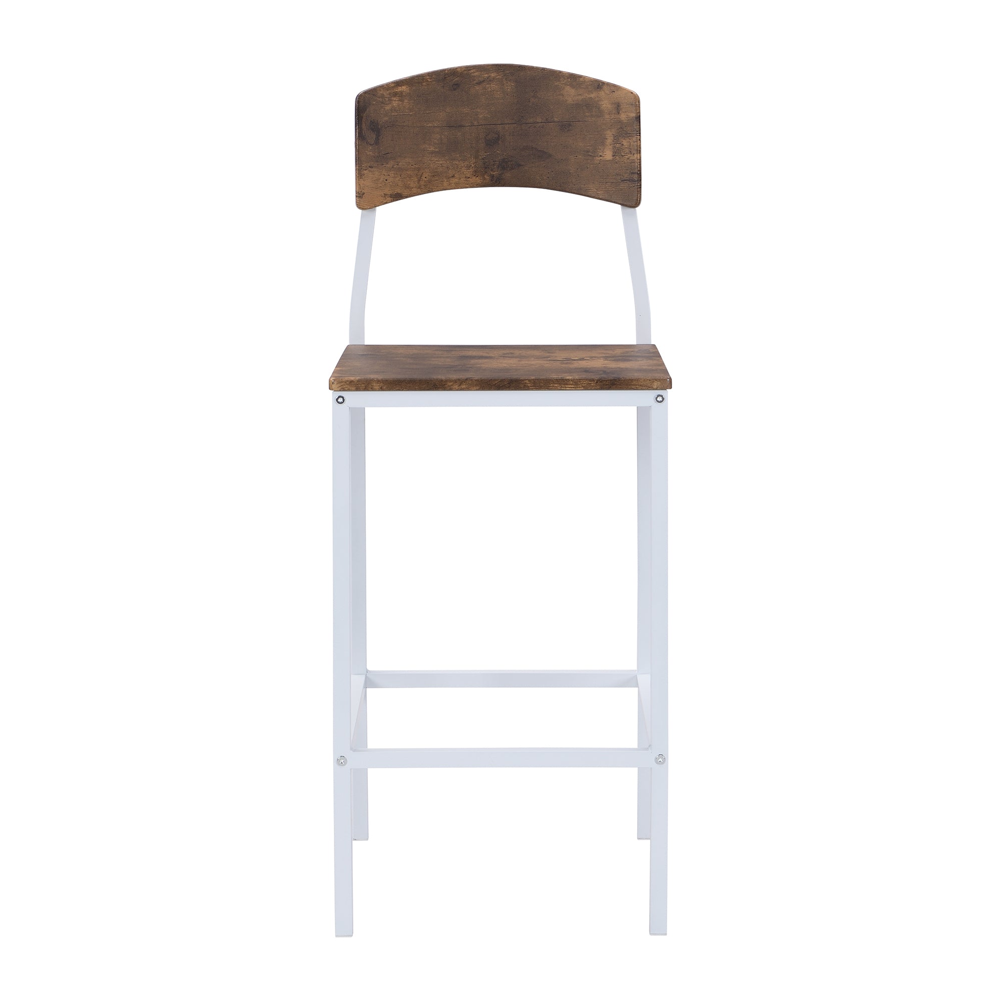 TOPMAX Farmhouse 5-piece Counter Height Drop Leaf Dining Table Set with Dining Chairs for 4,White Frame+ Rustic Brown Tabletop - Abrihome