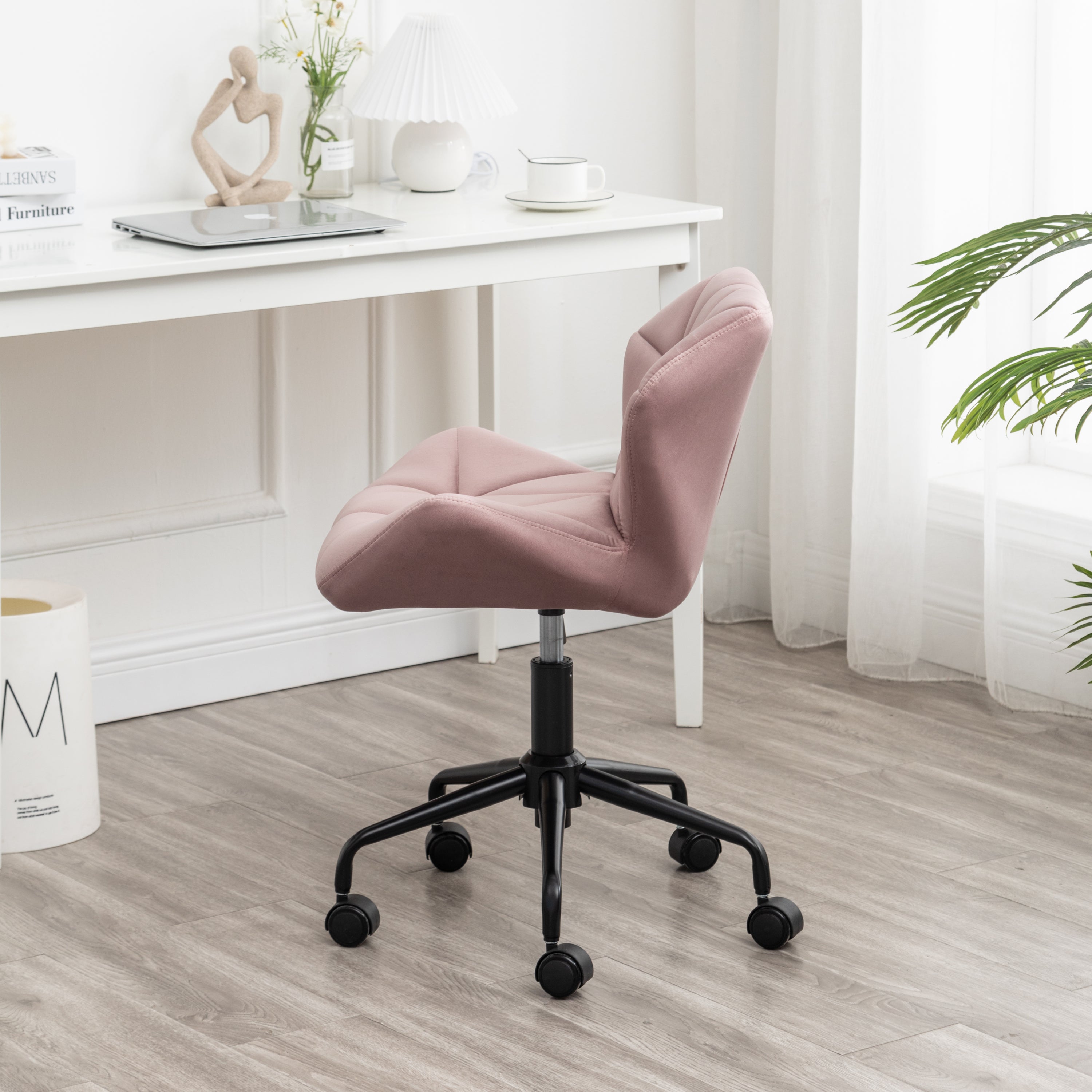 Eldon Diamond Tufted Adjustable Swivel Office Chair, Mauve - Abrihome