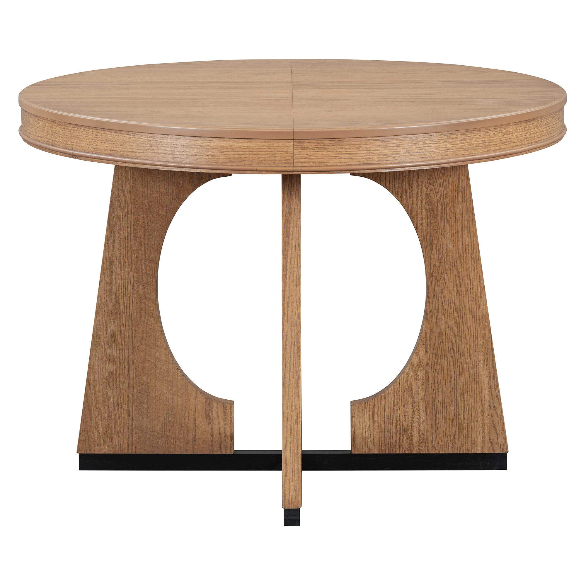 TREXM 5-Piece Retro Rustic Functional Dining Set Unique Geometric Design, 1 Extendable Table with a 16-inch Leaf and 4 Upholstered Chairs Ideal for Dining Room and Kitchen (Natural) - Abrihome