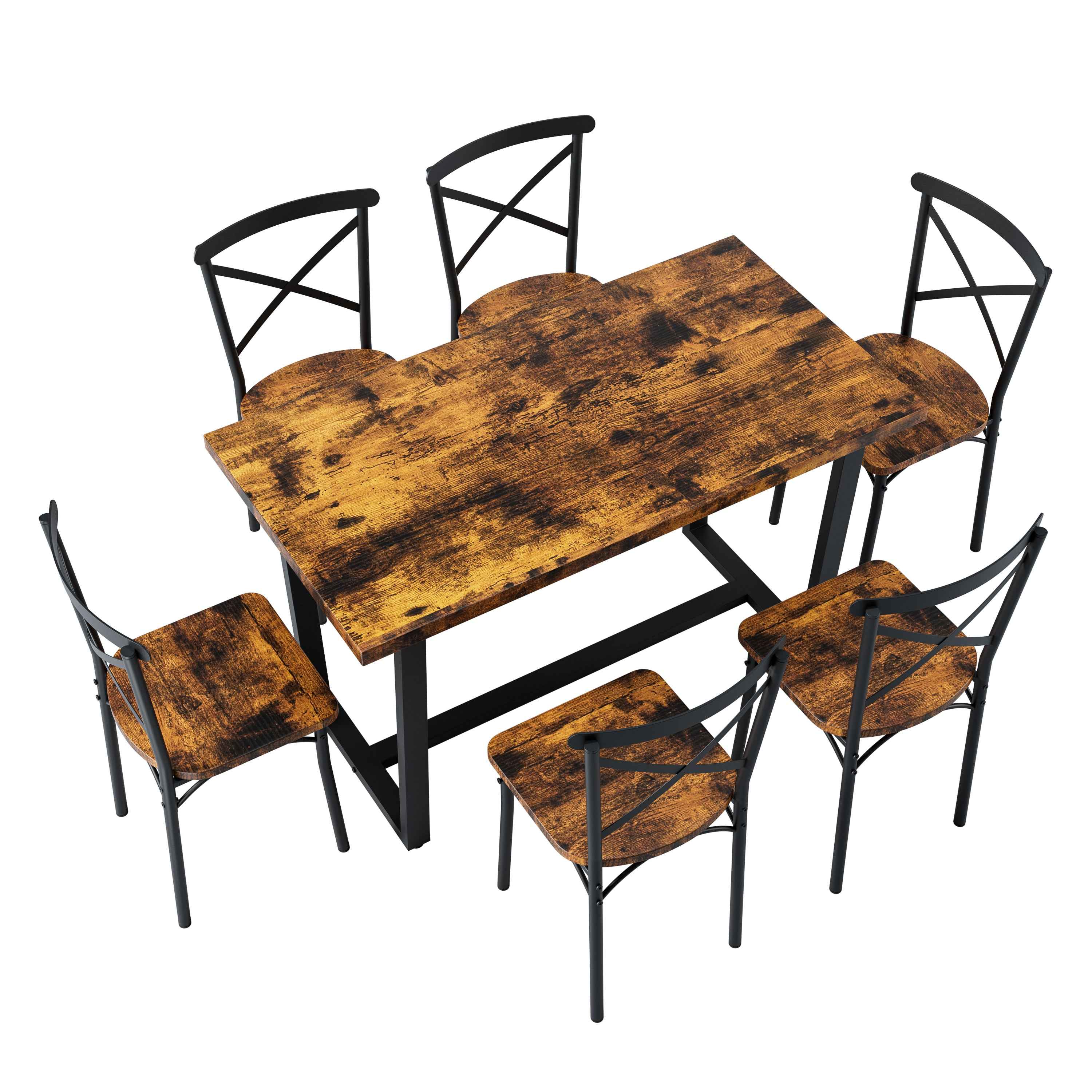 7 Pieces Dining Set 7-Piece Kitchen Table Set Perfect for Kitchen, Breakfast Nook, Living Room Occasions