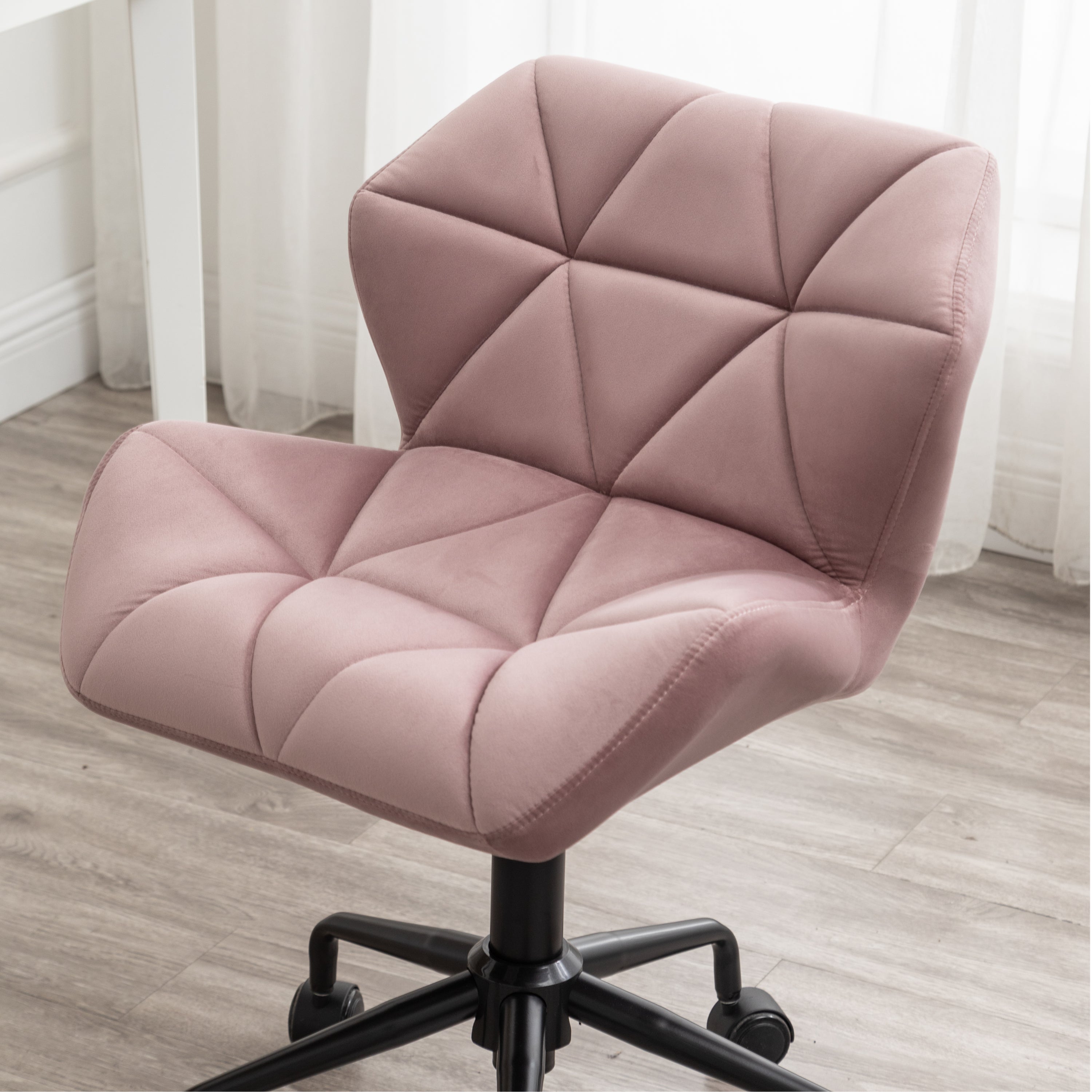 Eldon Diamond Tufted Adjustable Swivel Office Chair, Mauve - Abrihome