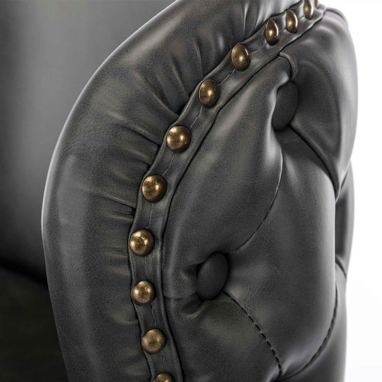 A&A Furniture,Swivel Barstools Adjusatble Seat Height, Modern PU Upholstered Bar Stools with the whole Back Tufted, for Home Pub and Kitchen Island(Dark Gray, Set of 2)