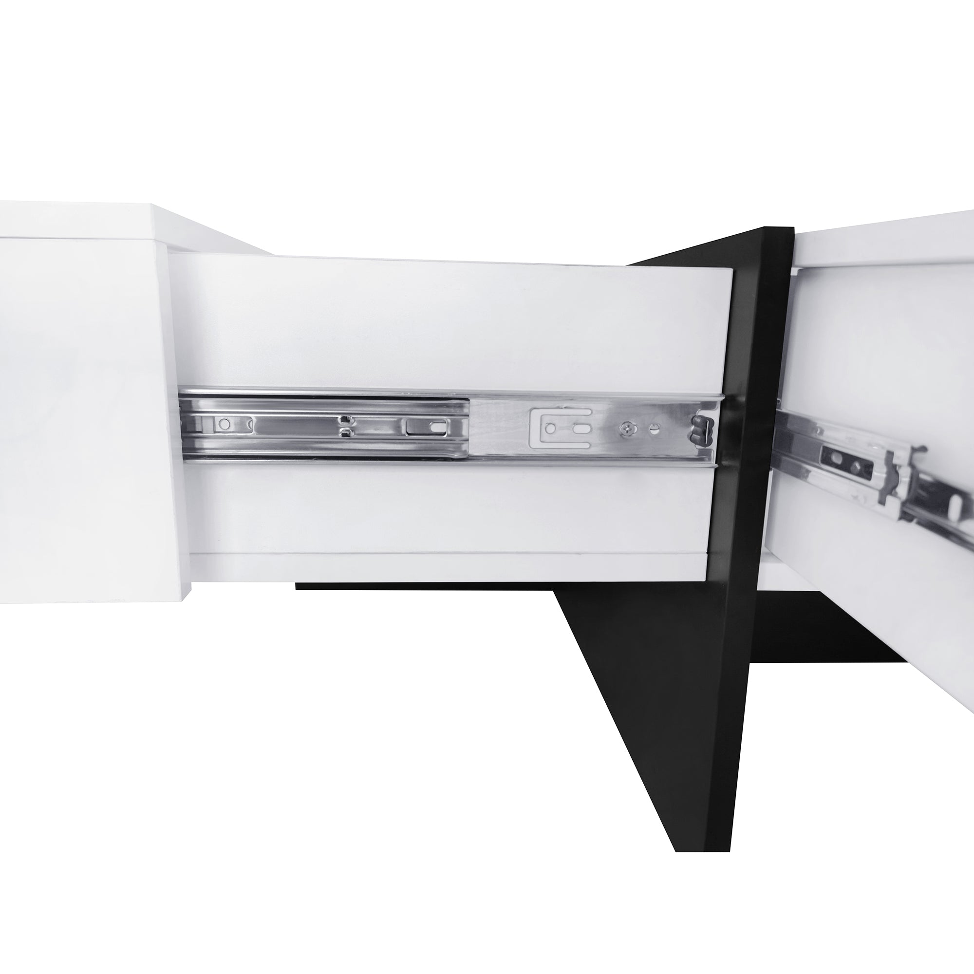 ON-TREND Unique Design Coffee Table with 4 Hidden Storage Compartments, Square Cocktail Table with Extendable Sliding Tabletop, UV High-gloss Design Center Table for Living Room, 31.5"x 31.5" - Abrihome