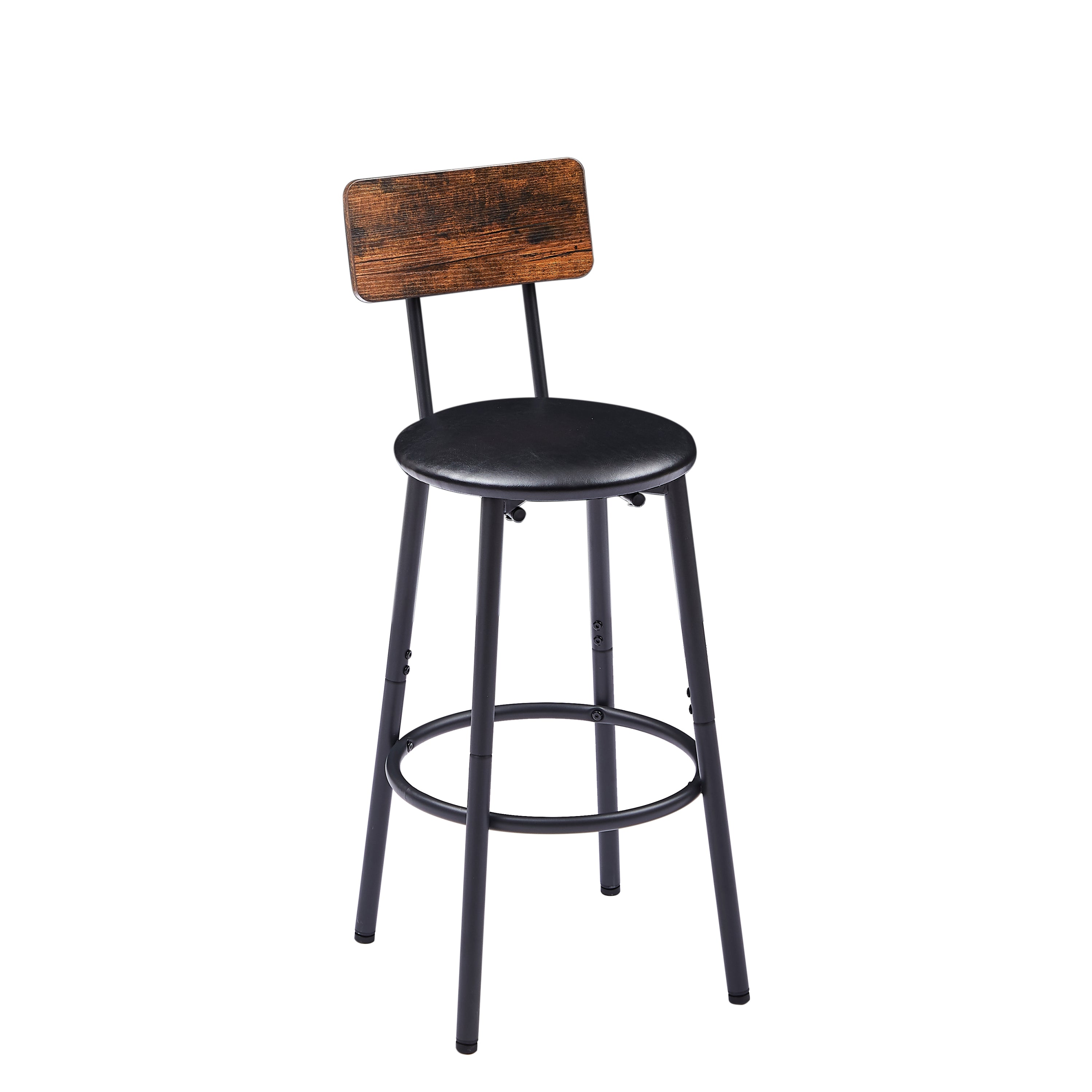 Bar Table Set with 2 Bar stools PU Soft seat with backrest, Rustic Brown, 43.31'' L x 15.75'' W x 35.43'' H. - Abrihome