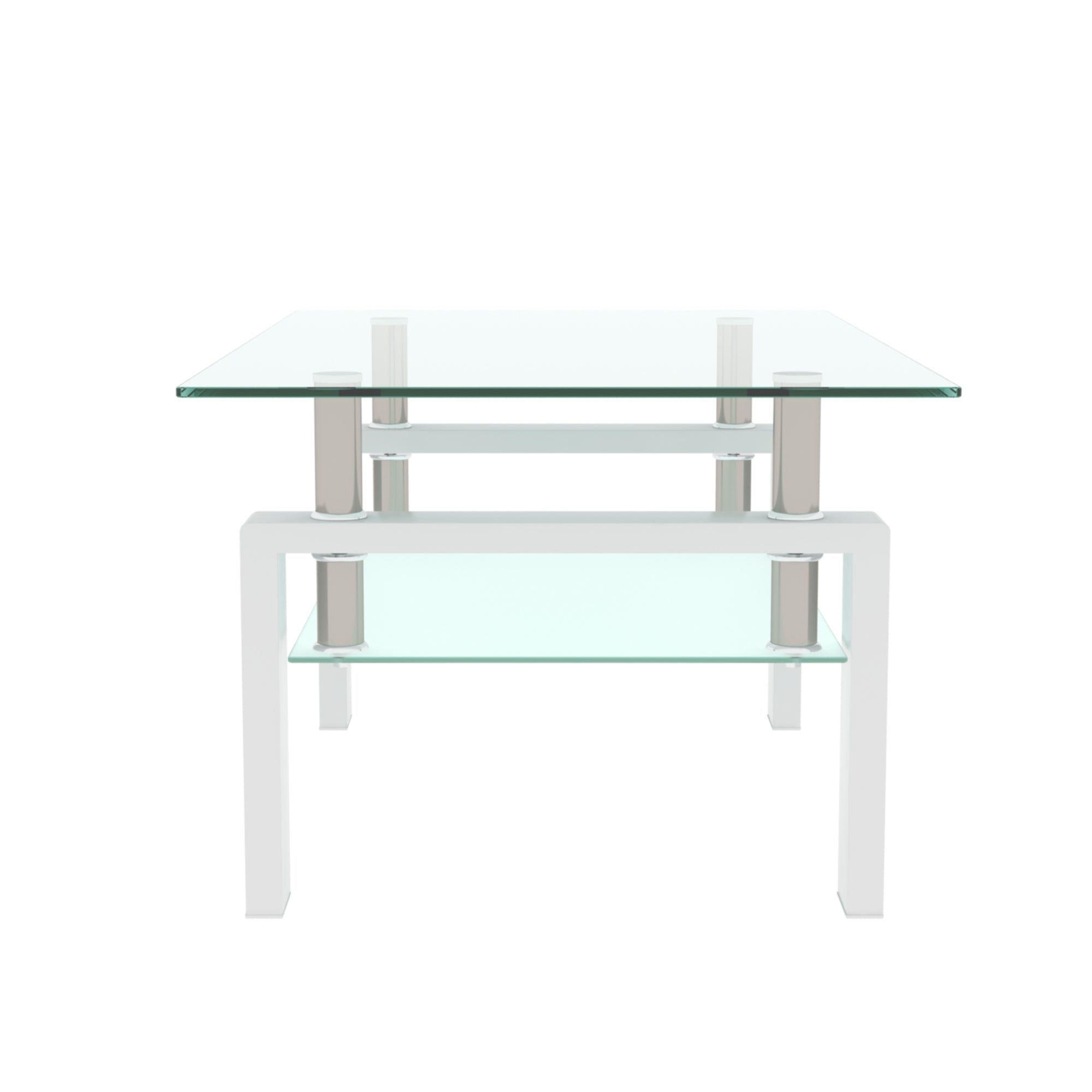 White Coffee Table, Clear Coffee Table, Modern Side Center Tables for Living Room, Living Room Furniture - Abrihome