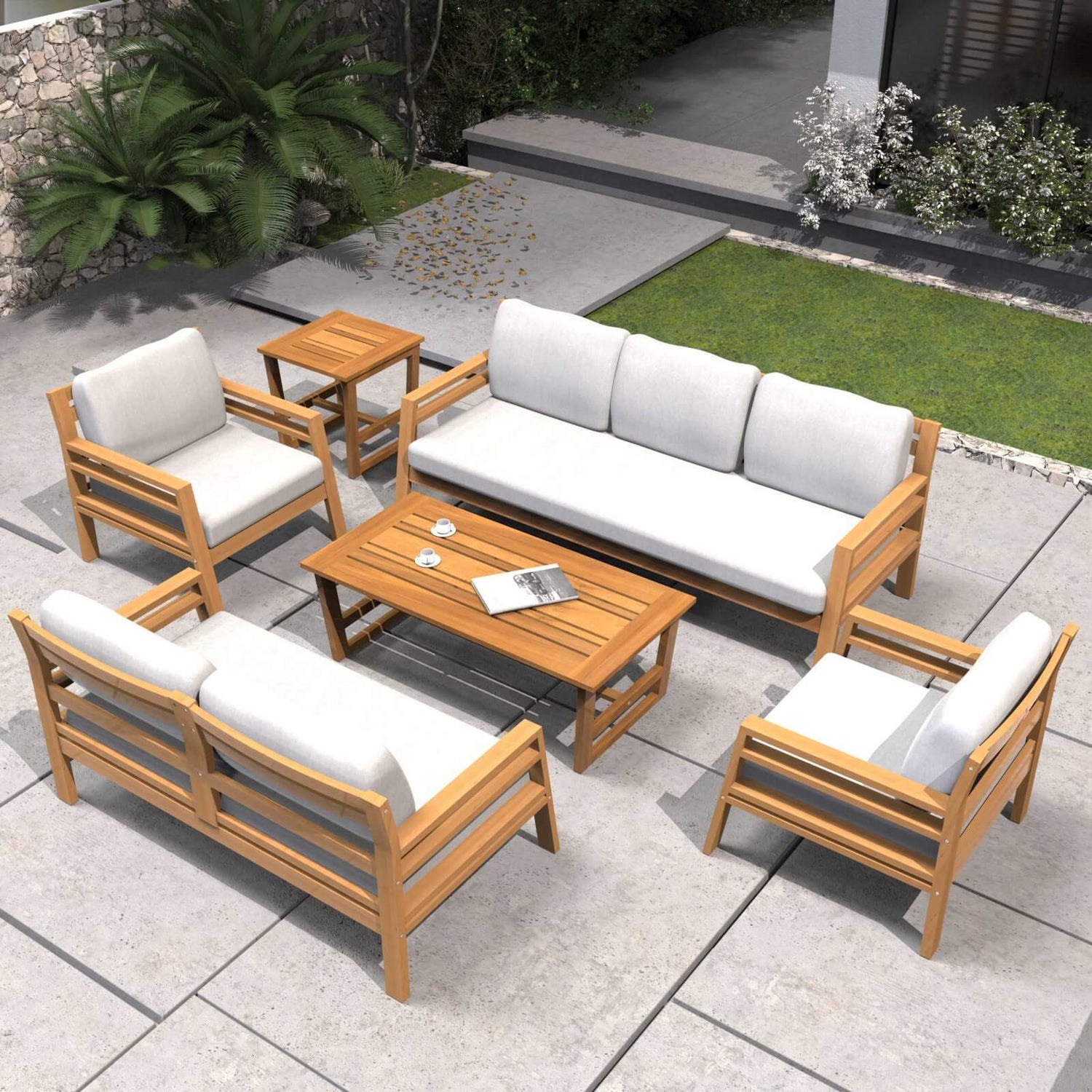 🌿 Coming Soon: 7-Seater Acacia Wood Outdoor Sofa Set