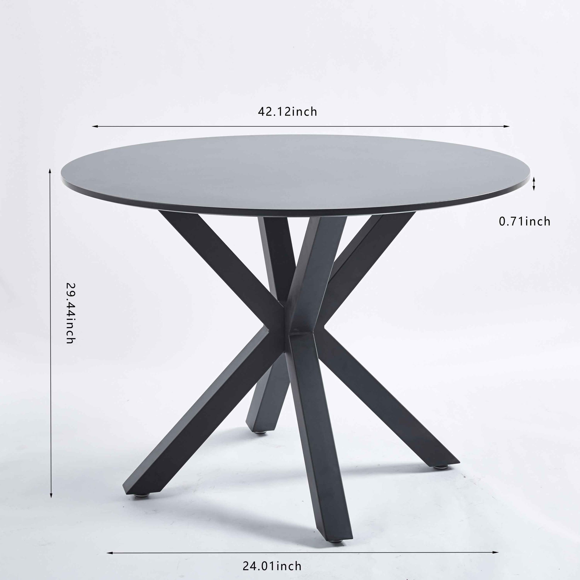 42.1"BLACK Table Mid-century Dining Table for 4-6 people With Round Mdf Table Top, Pedestal Dining Table, End Table Leisure Coffee Table,cross leg