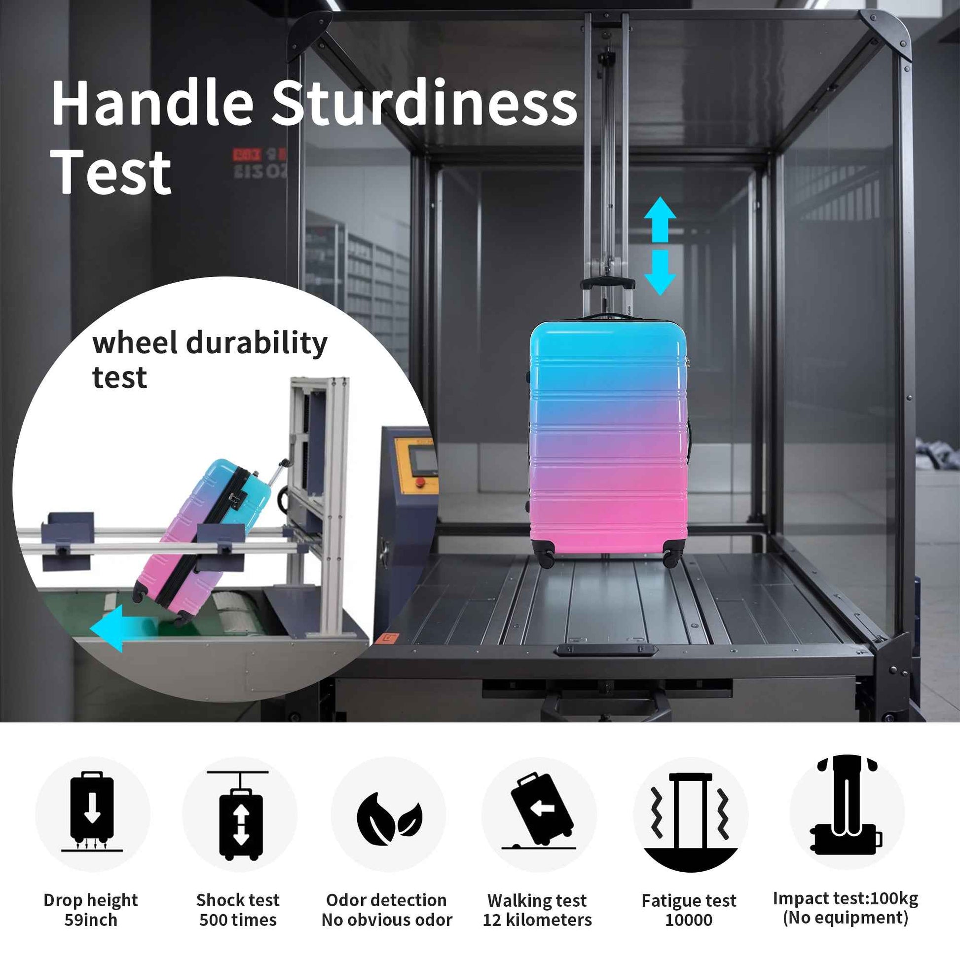 Gradient Color Expandable Hardshell Luggage Sets with Spinner Wheels and TSA Lock, Lightweight 20' 24' 28', Blue and Red