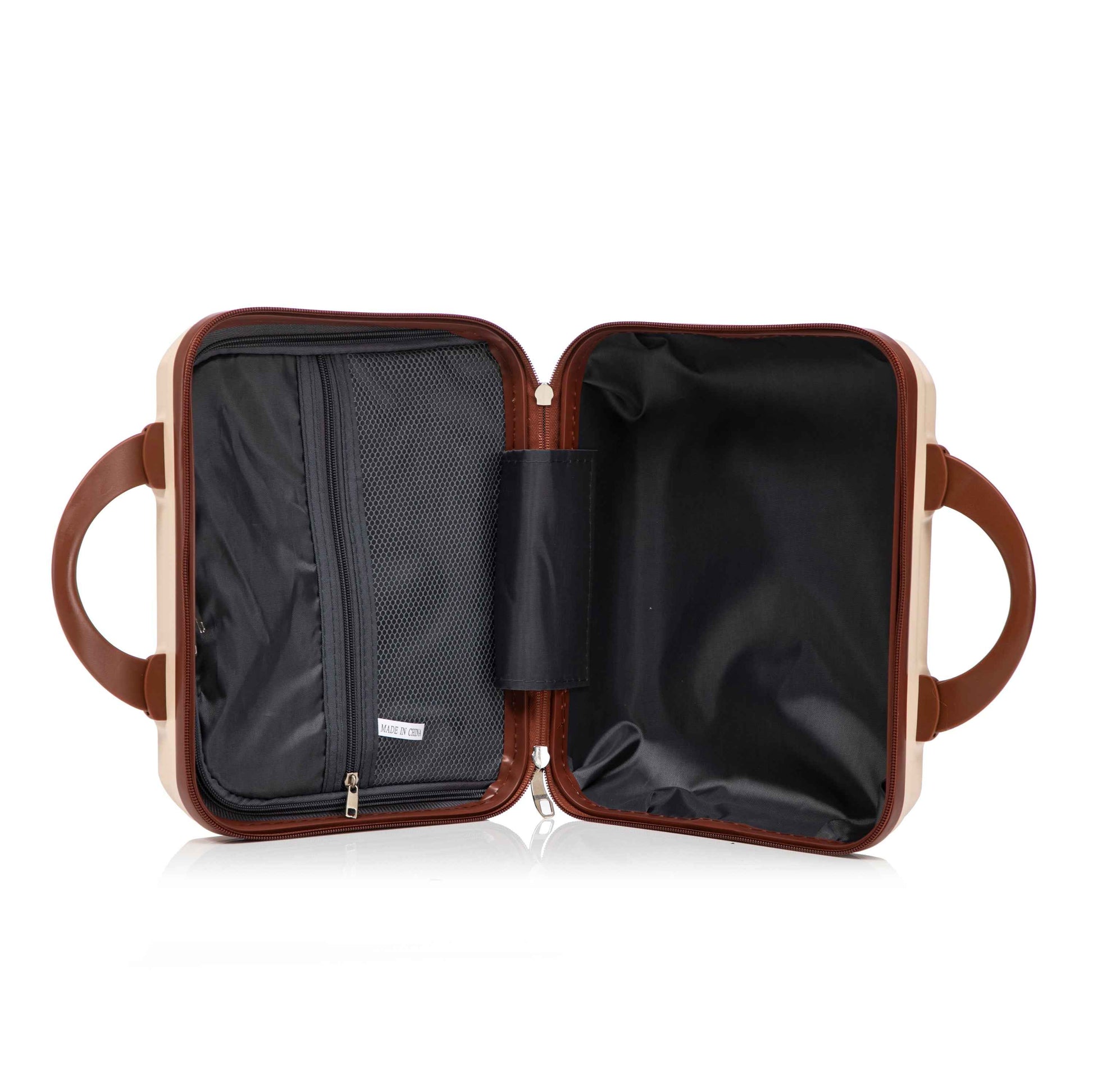 14'/20' 2 pcs/set in ABS Spinner Wheel Luggage, with Combination Lock,14' Cosmetic Case (Beige)