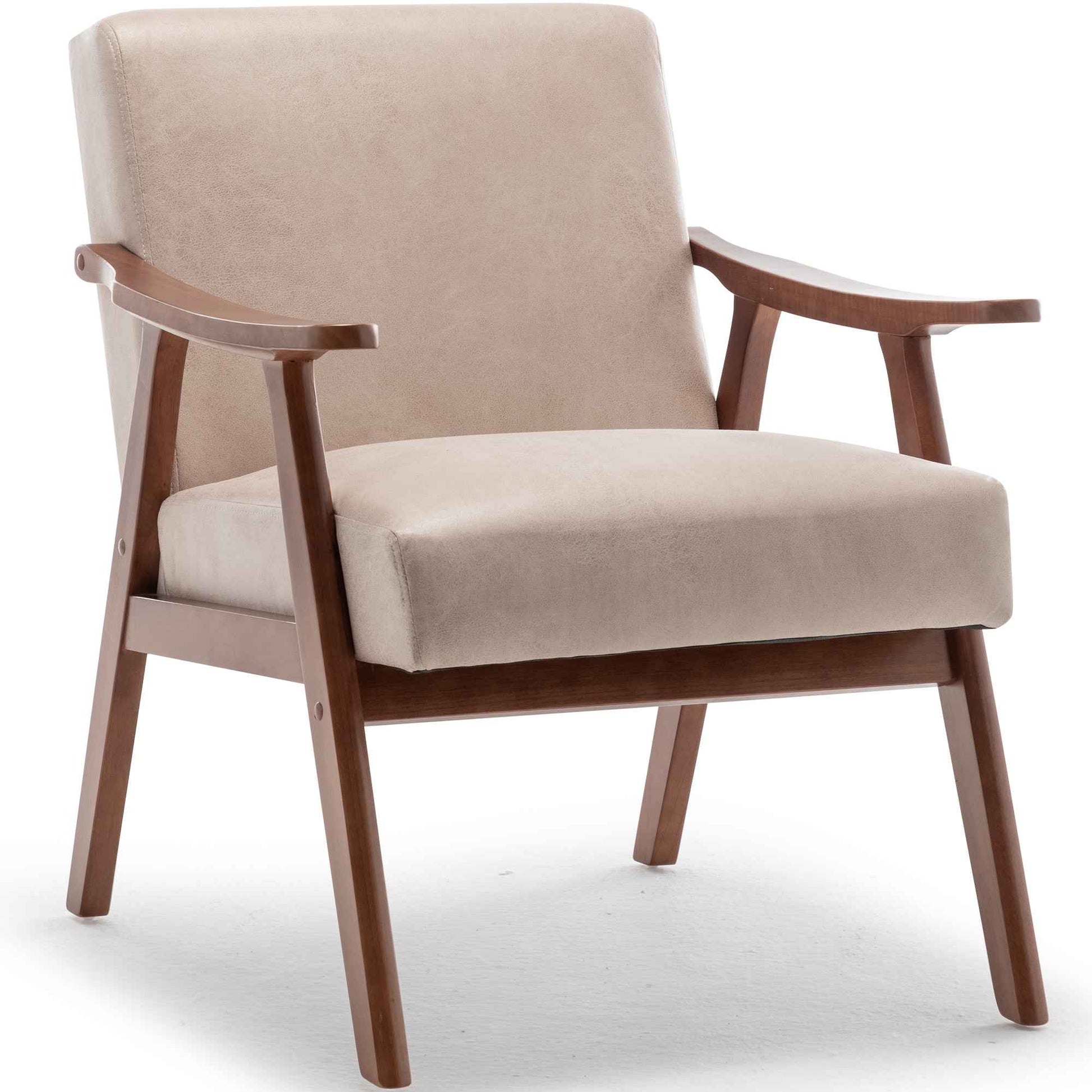 Mid-Century Modern Wingback Accent Chair with Solid Wood Frame and Extra-Thick Backrest – Lounge Chair for Living Room, Bedroom, or Reading Room
