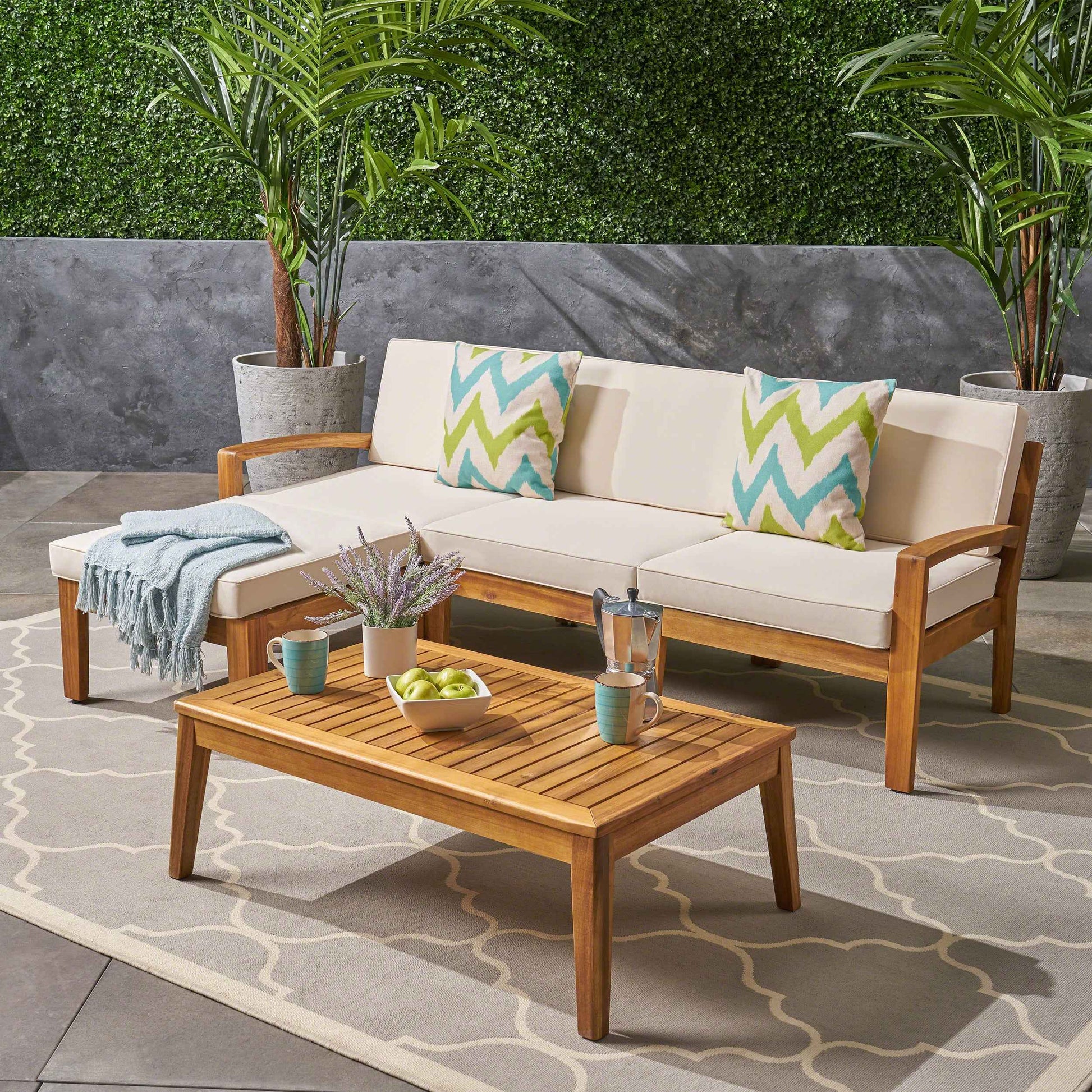 GRENADA L Shape 3pcs Acacia Sectional Patio Sofa Set