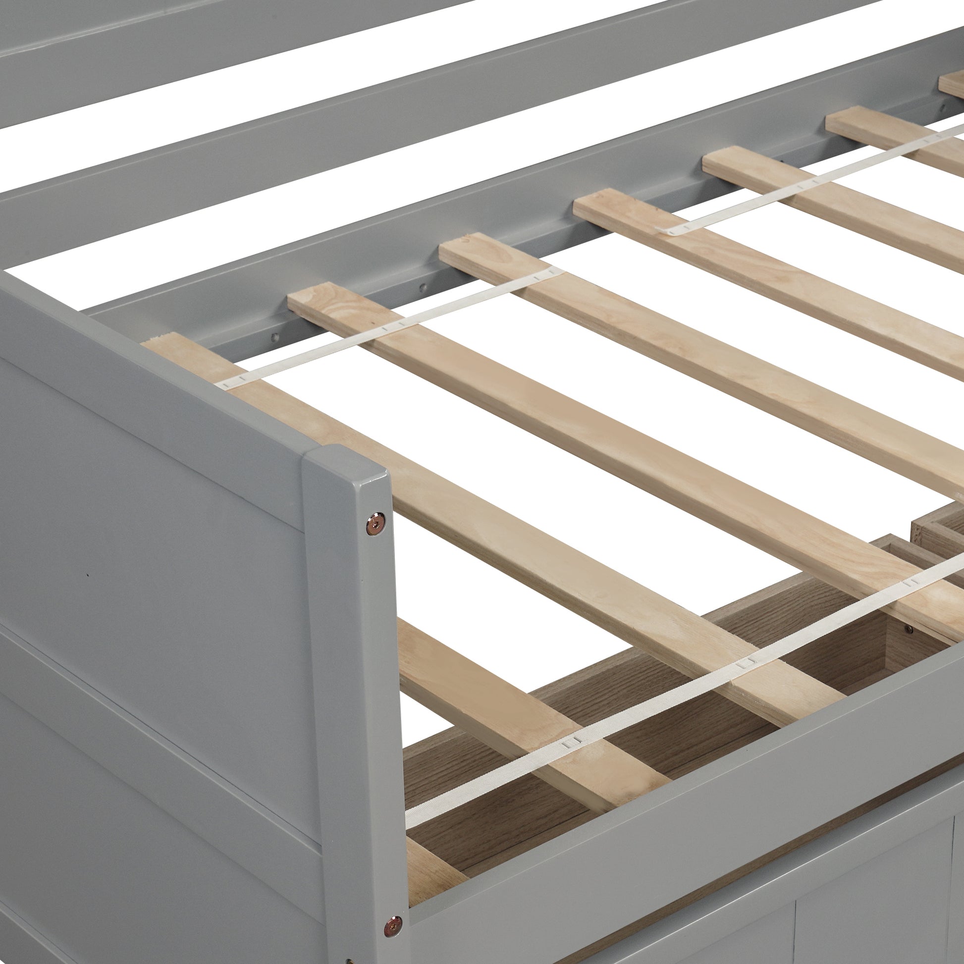 Twin Wooden Daybed with 2 drawers, Sofa Bed for Bedroom Living Room,No Box Spring Needed,Gray - Abrihome