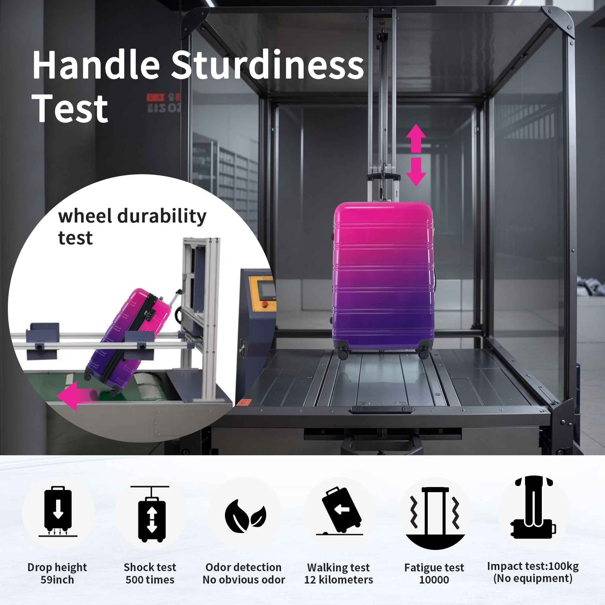 Gradient Color Expandable Hardshell Luggage Set with Spinner Wheels and TSA Lock, 20' 24' 28' Available, Purple and Pink