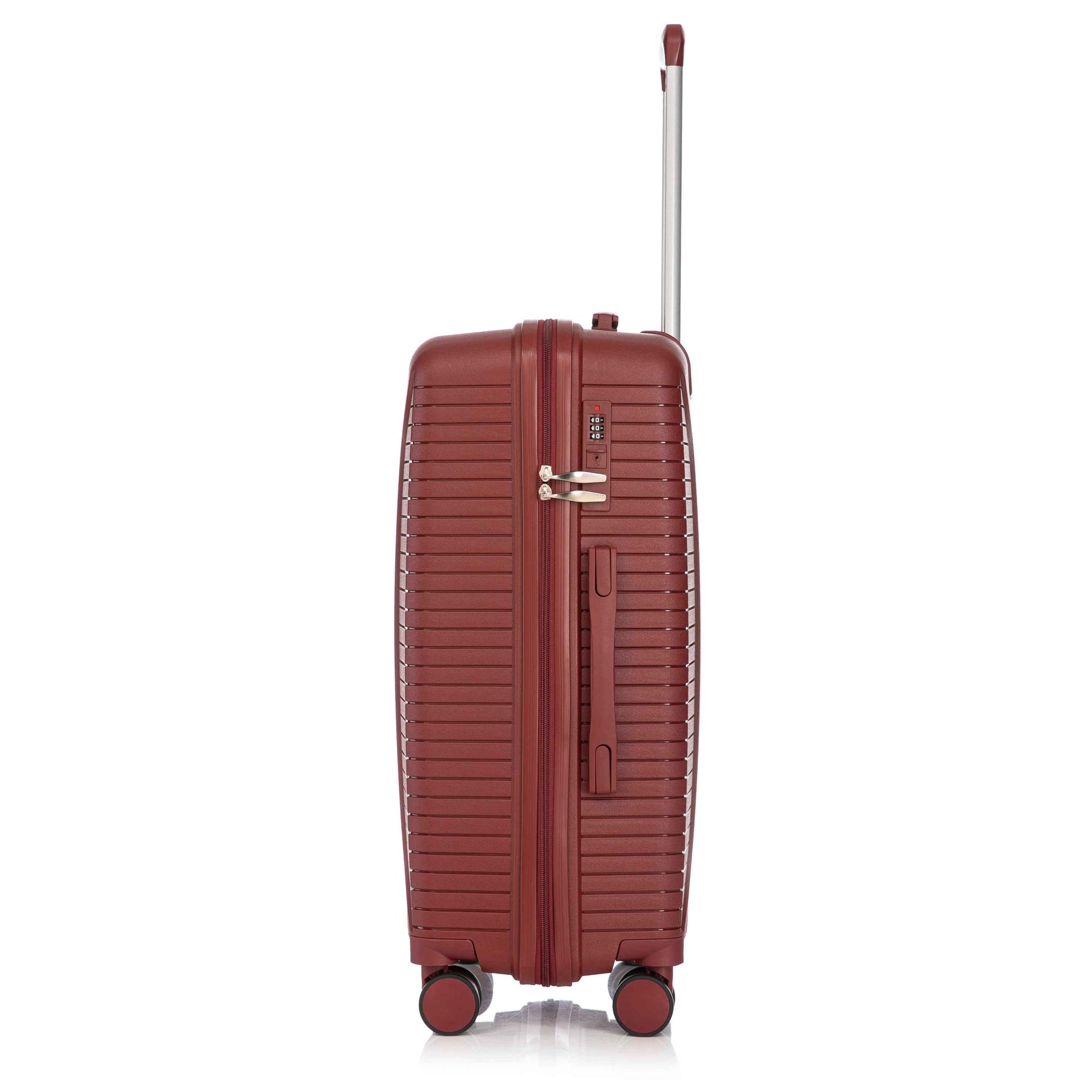 20'/24'/28' 3 pcs/set in PP Spinner Wheel Luggage, Carry on Suitcase, Matching Color, Combination Lock (Red)