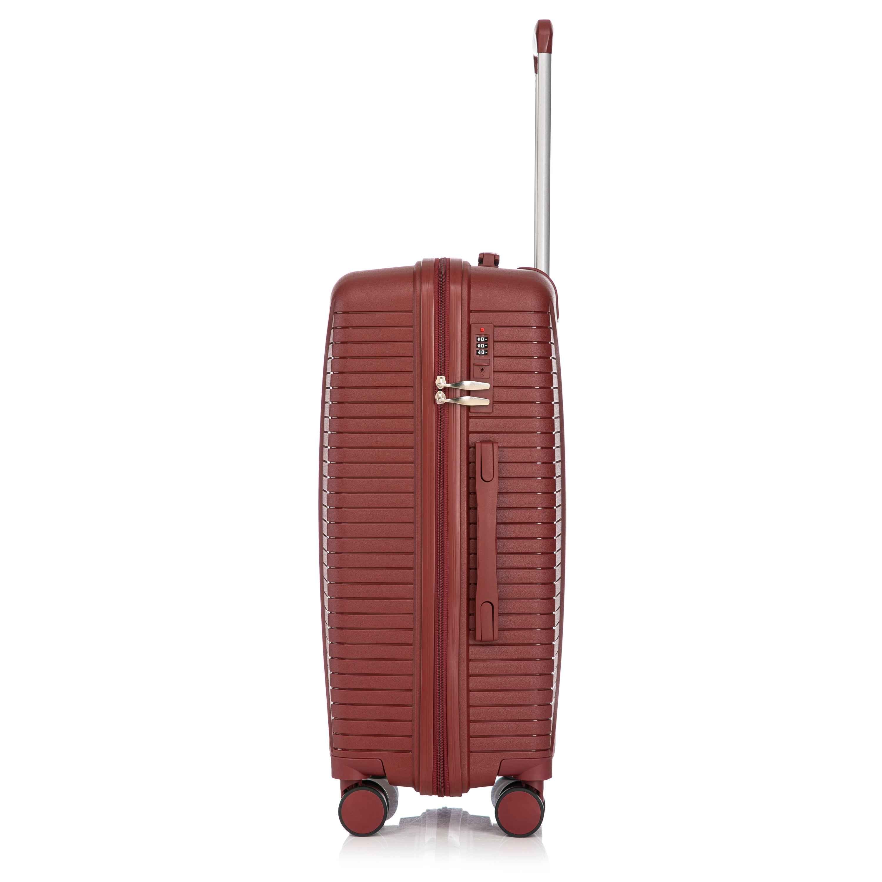 20'/24'/28' 3 pcs/set in PP Spinner Wheel Luggage, Carry on Suitcase, Matching Color, Combination Lock (Red)