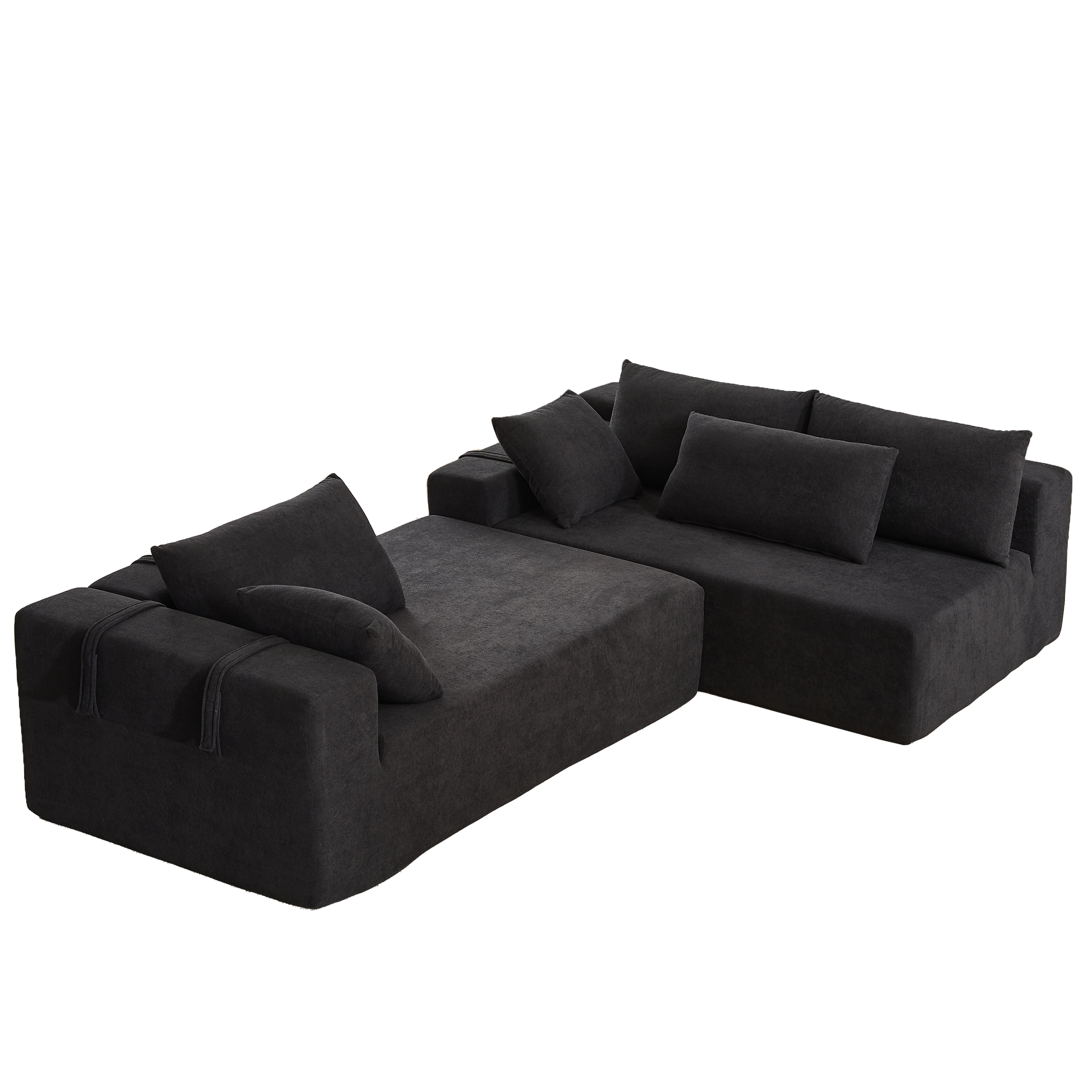 Modern Chenille Upholstered Sectional Sofa Couch Set,Modular 108' L Shaped Sectional Living Room Sofa Set With 6 Pillows,Free Combination Sofa Couch for Living Room,Bedroom(Right Chaise)W834P240010