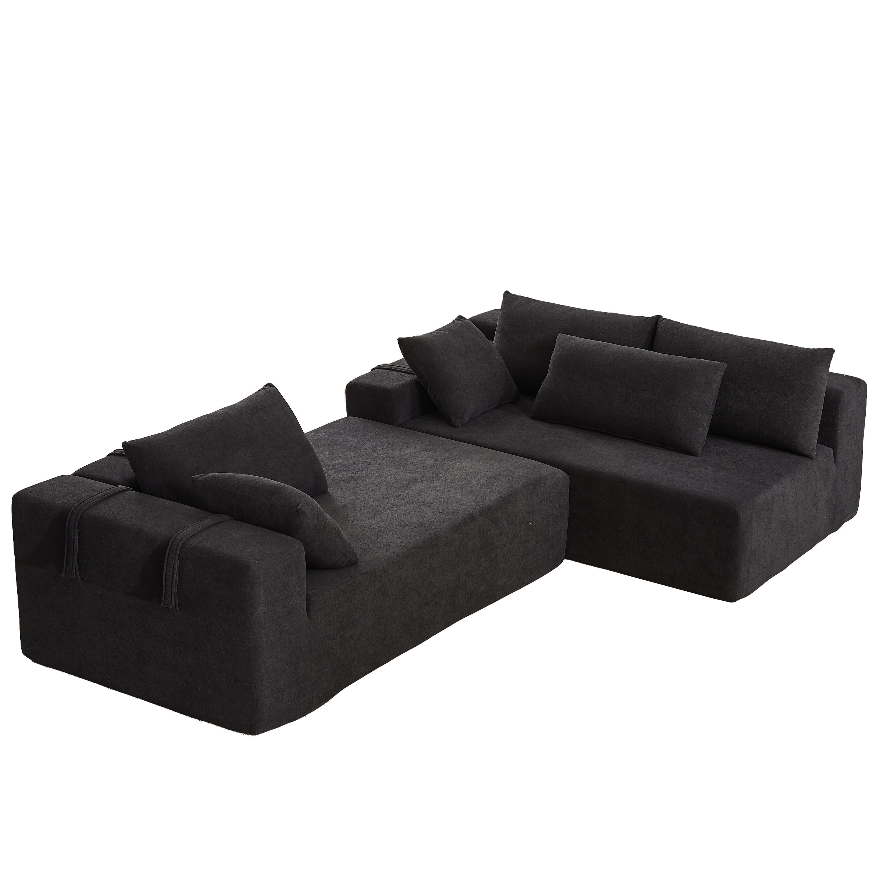 Modern Chenille Upholstered Sectional Sofa Couch Set,Modular 108' L Shaped Sectional Living Room Sofa Set With 6 Pillows,Free Combination Sofa Couch for Living Room,Bedroom(Right Chaise)W834P240010