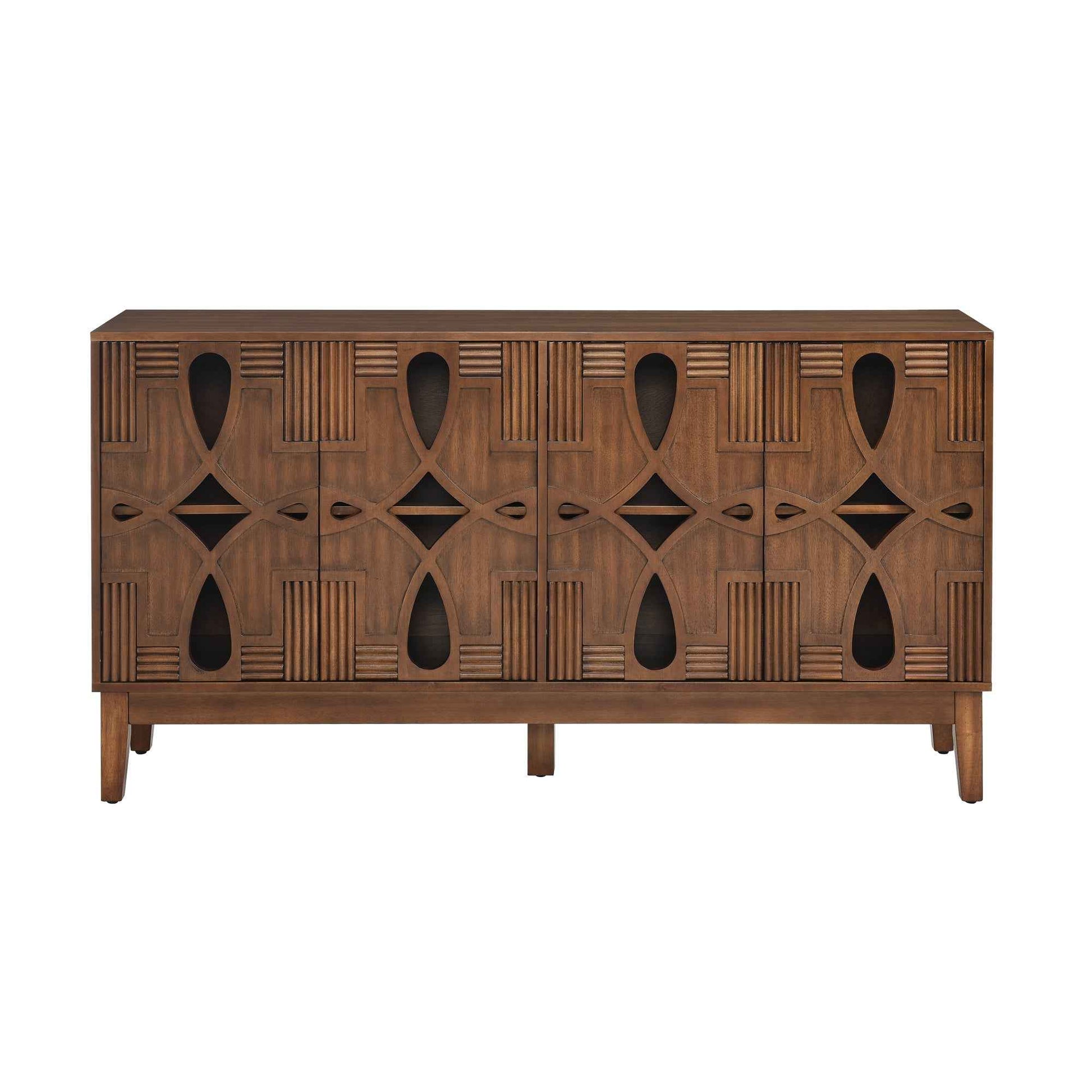 60.5' Mid Century Modern Sideboard Buffet Cabinet with Storage, TV Media Console Table, Storage Cabinet with 4 Doors & Adjustable Shelves for Kitchen Dining Living Room Entryway, Walnut