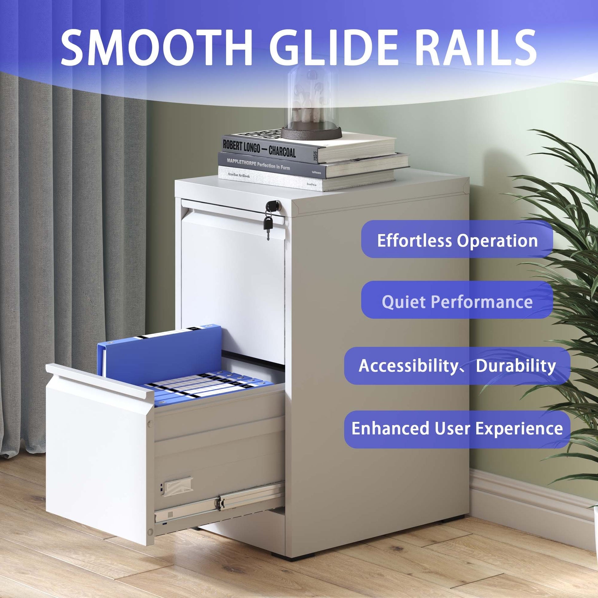 2 Drawer Metal Vertical File Cabinet with Lock Office Home Steel Vertical File Cabinet for A4 Legal/Letter Size - Abrihome