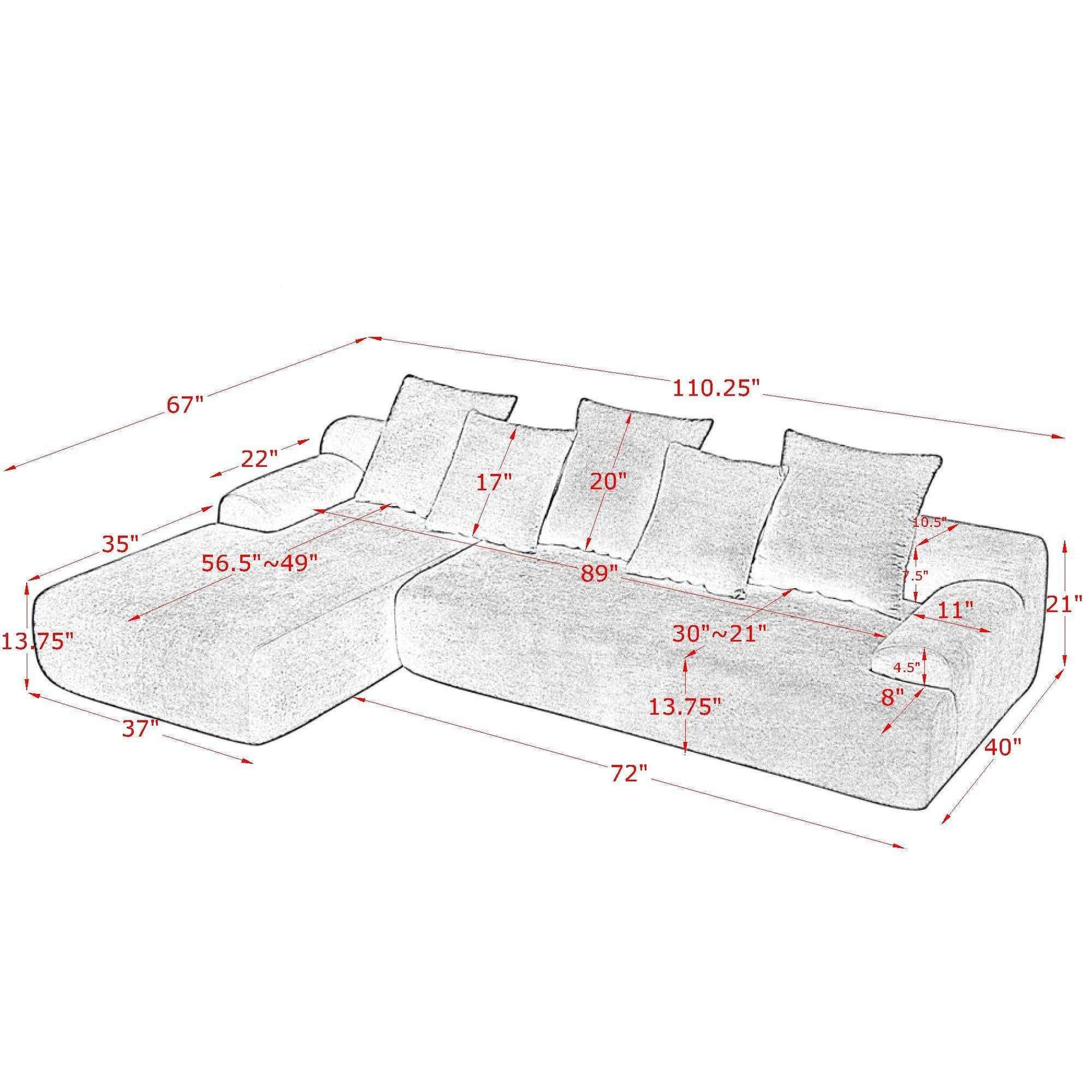 110.25x67'' Modern Upholstered L-Shape Sectional Sofa Couch, Modular Compressed Sofa with Free Combination for Living Room Bedroom, Melange Velvet, Green