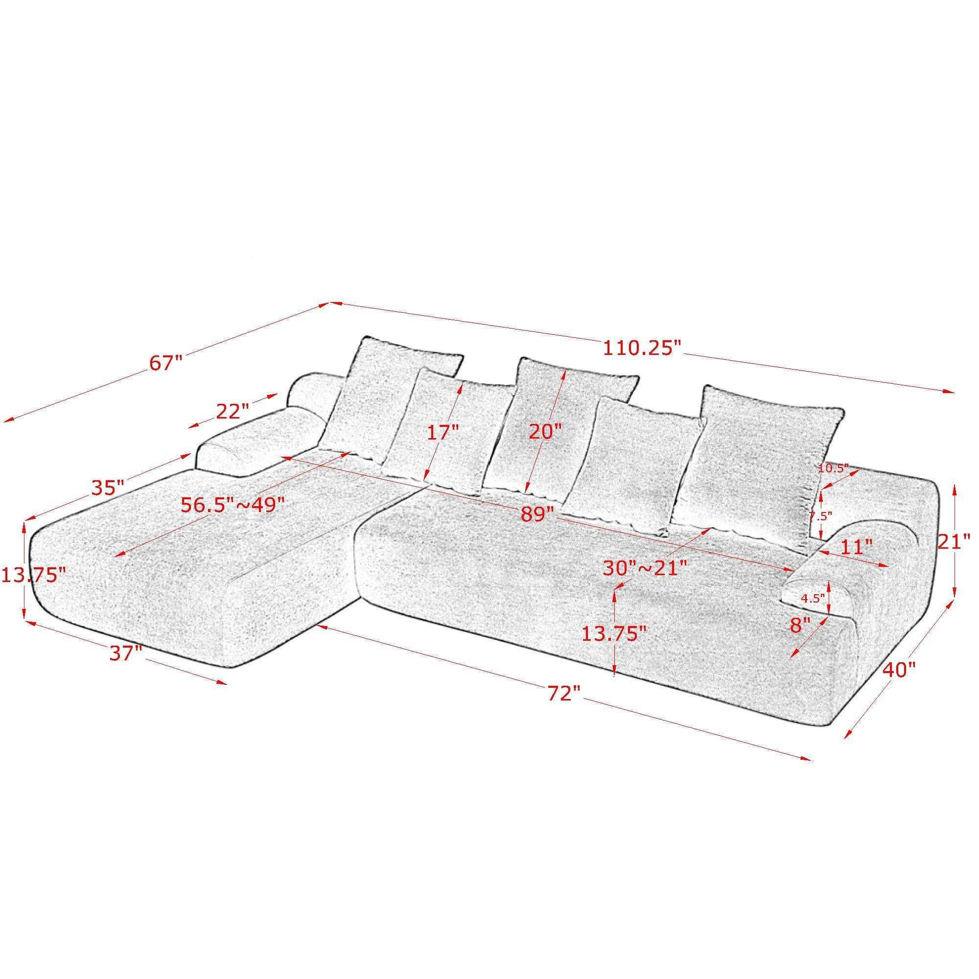 110.25x67'' Modern Upholstered L-Shape Sectional Sofa Couch, Modular Compressed Sofa with Free Combination for Living Room Bedroom, Melange Velvet, Green