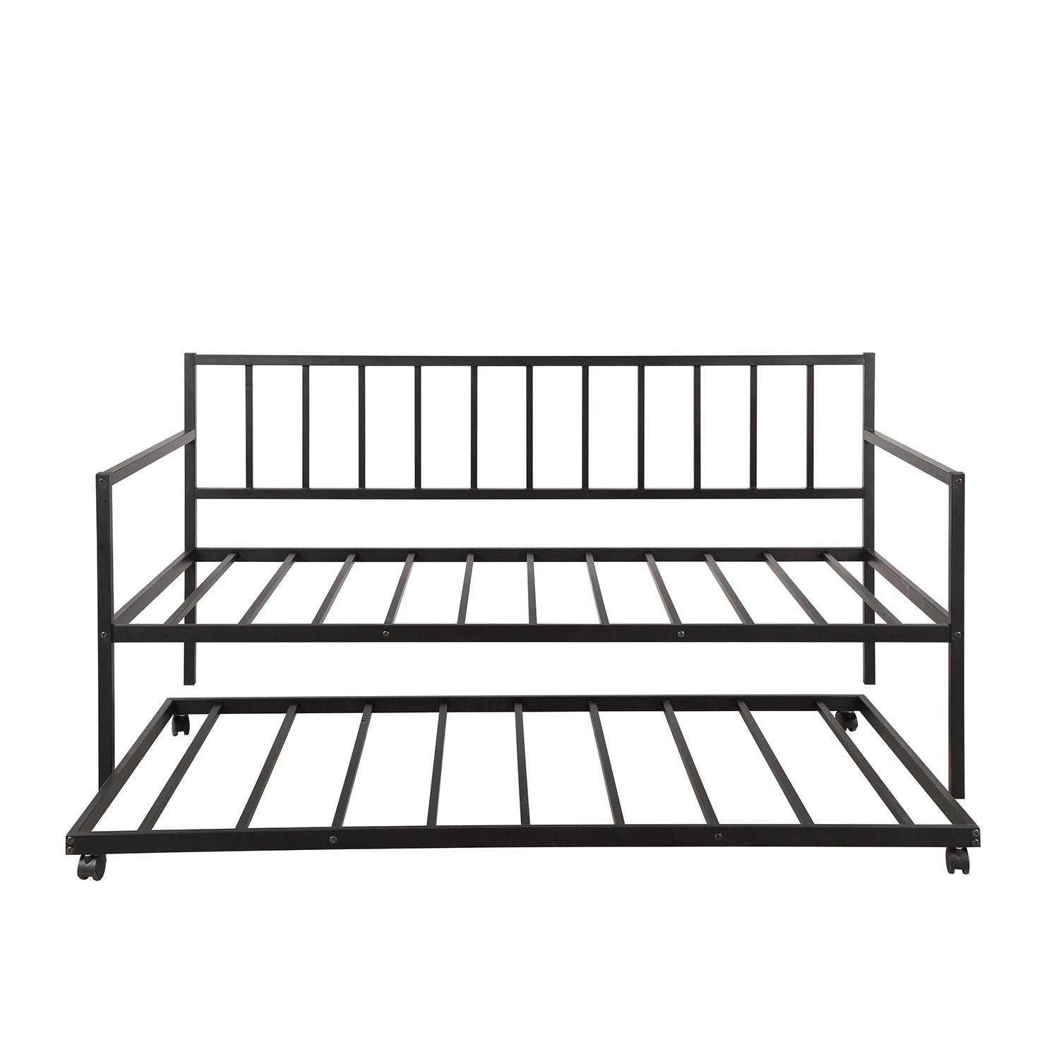 [Not allowed to sell to Walmart]Twin Daybed with Trundle Multifunctional Metal Lounge Daybed Frame for Living Room Guest Room