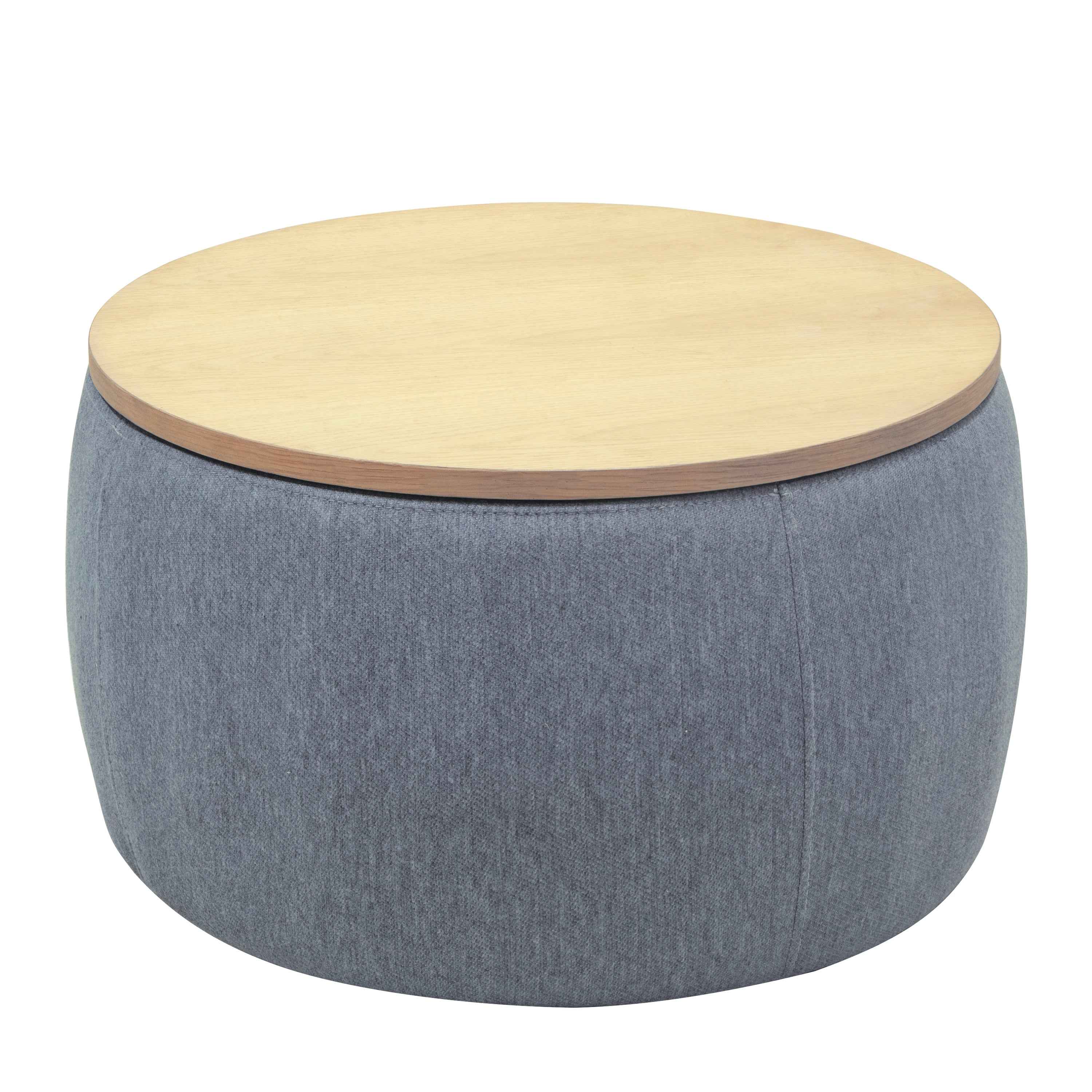 Round Storage Ottoman, 2 in 1 Function, Work as End table and Ottoman, Dark Grey (25.5'x25.5'x14.5')