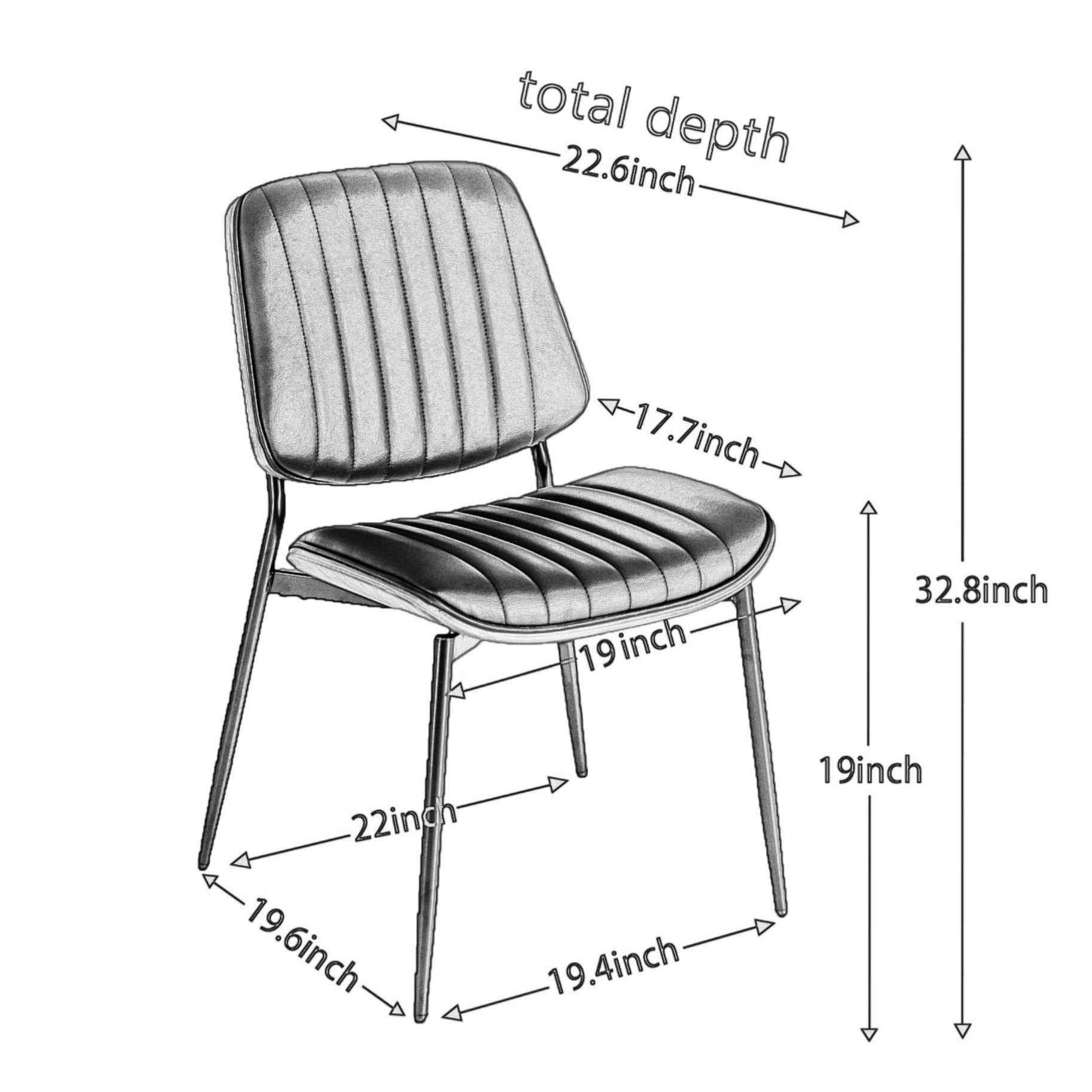 A&A Furniture, Dining Chairs Set of 2 Mid Century Modern Retro Faux Leather Chair with Walnut Bentwood Back Upholstered Seat Metal Legs Adjustable Foot for Kitchen Dining Room Chairs(Orange  PU)