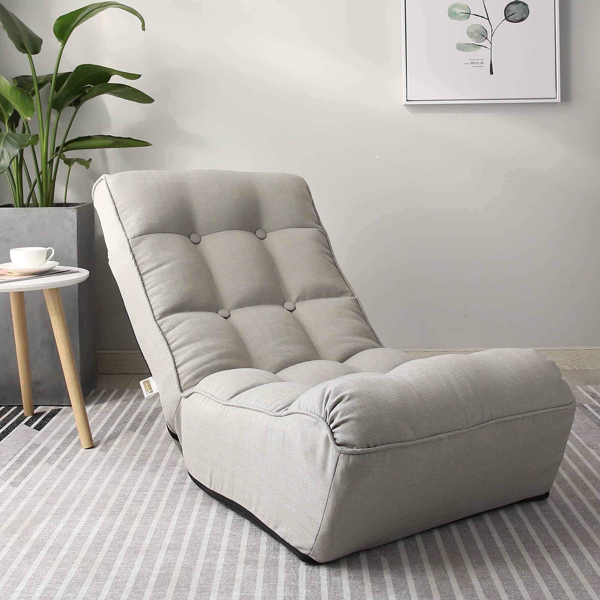 Adjustable Gray Metal Reclining Chair for Living Room and Balcony