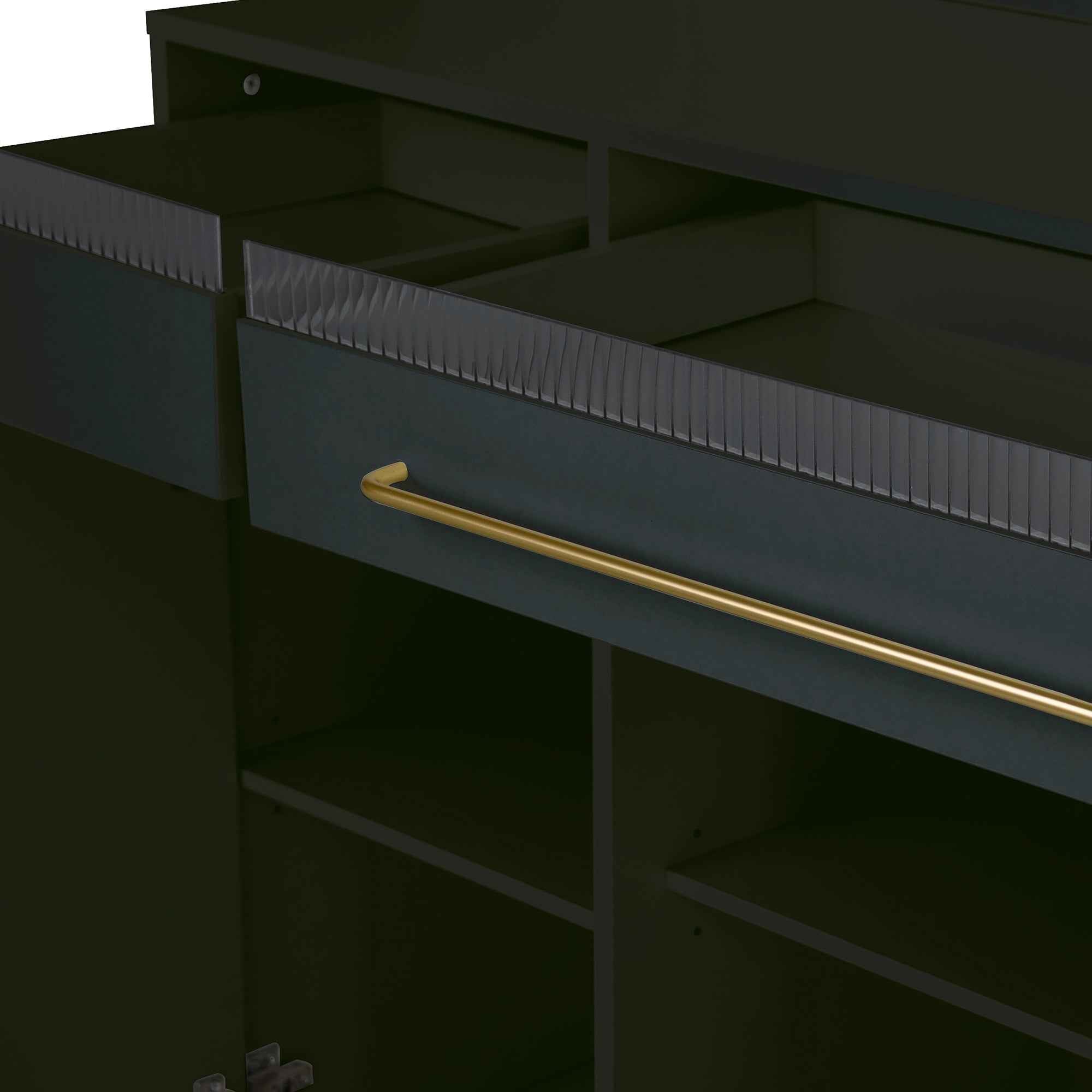 (Assembly Video Offered) TOPMAX Freestanding 63'' W Buffet with Hutch, Large Coffee Bar Storage Cabinet with 6 Drawers, 5 Cabinets with Adjustable Shelves,Pegboard,Towel Rack, Power Outlet,Black