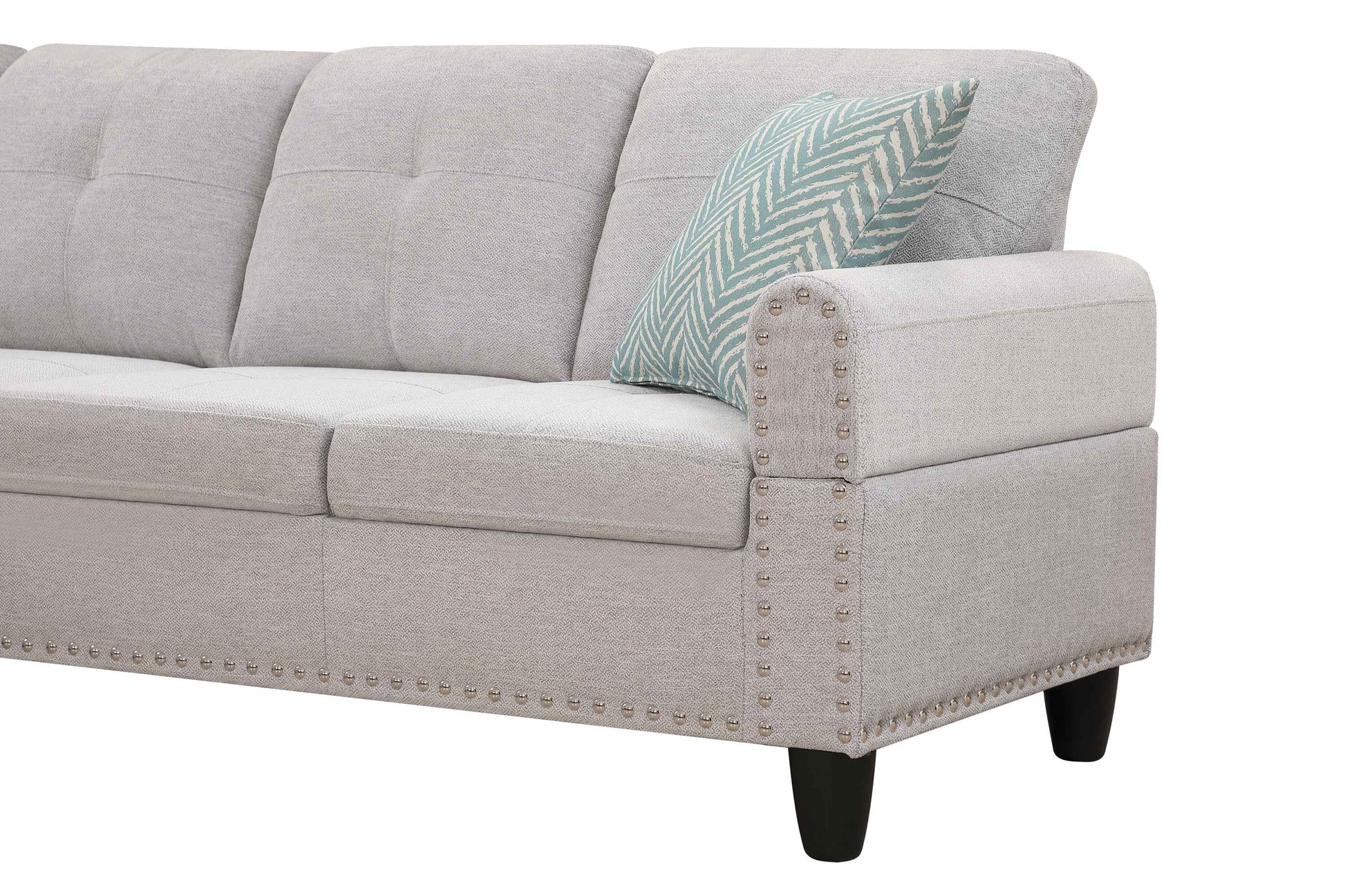 Accent Pillow - Equipped Sectional Sofa in Light Grey