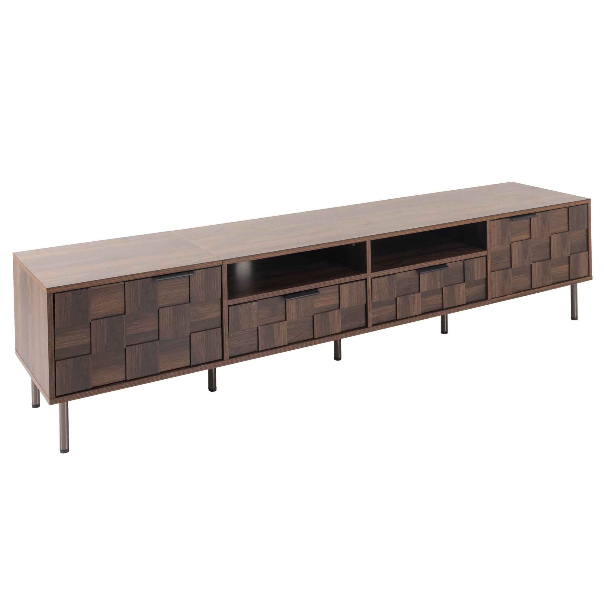 Mid Century TV Stand with 2 Drawers in Dark Brown, Media Console Table for TVs up to 85'', Made of Particle Board and MDF, 78.7'' x 15.7'' x 17.7''