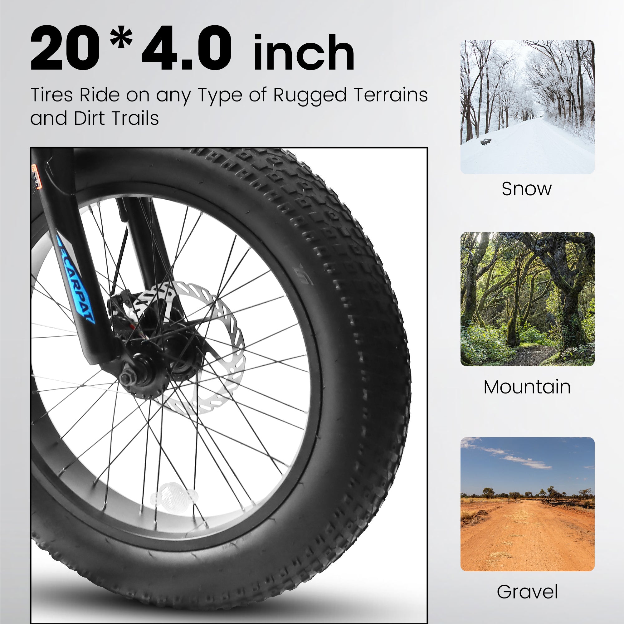 A20316 20 Inch Fat Tire Bike Adult/Youth Full Shimano 7 Speed Mountain Bike, Dual Disc Brake, High-Carbon Steel Frame, Front Suspension, Mountain Trail Bike, Urban Commuter City Bicycle,Fat tire bike