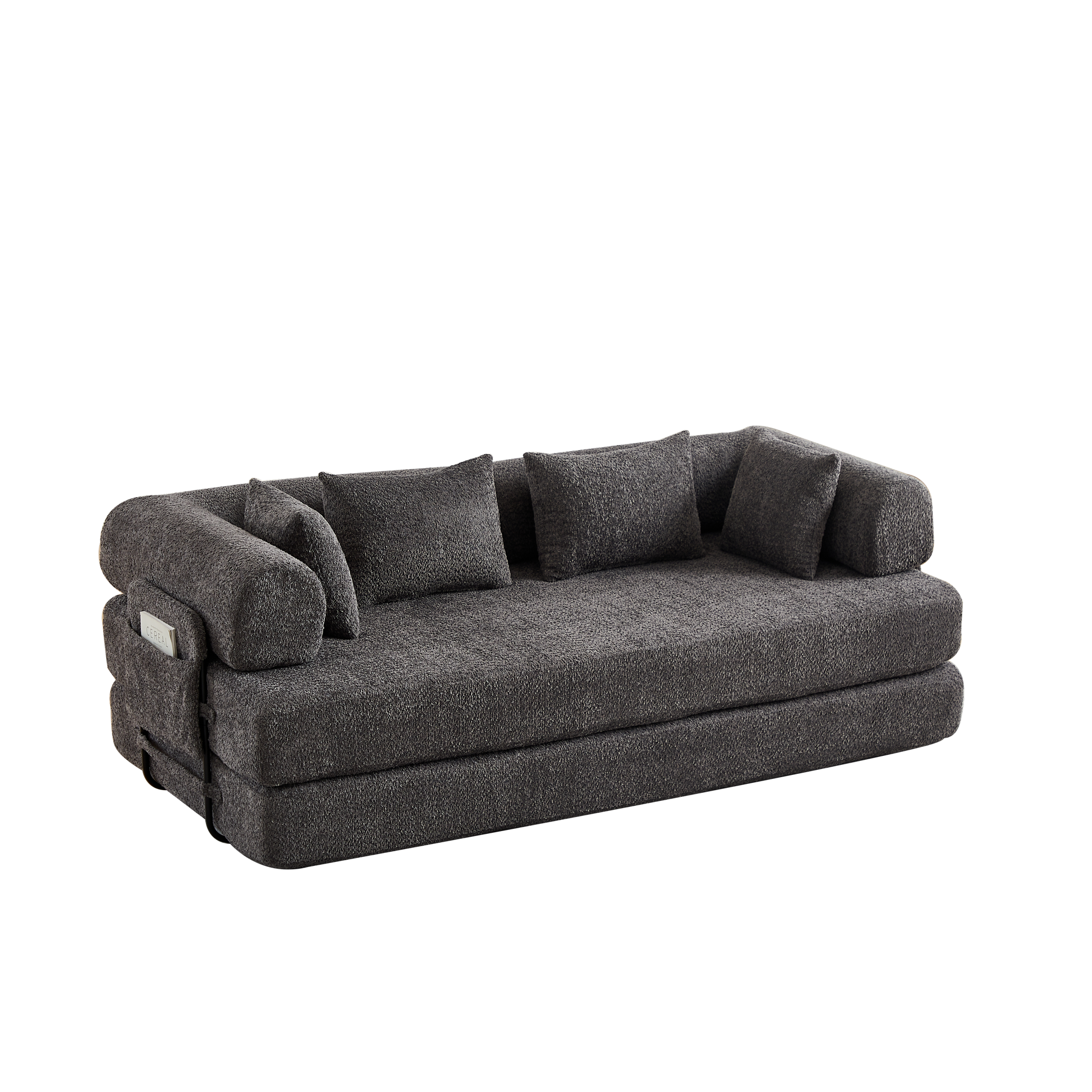 78.7-Inch Convertible Sleeper Sofa Bed with Cylindrical Pillow, Chenille Folding Mattress Couch with ,Folding Sofa Bed with Side Pocket, Floor Sofa Lounge Couch for Living Room Bedroom Lounge Studio