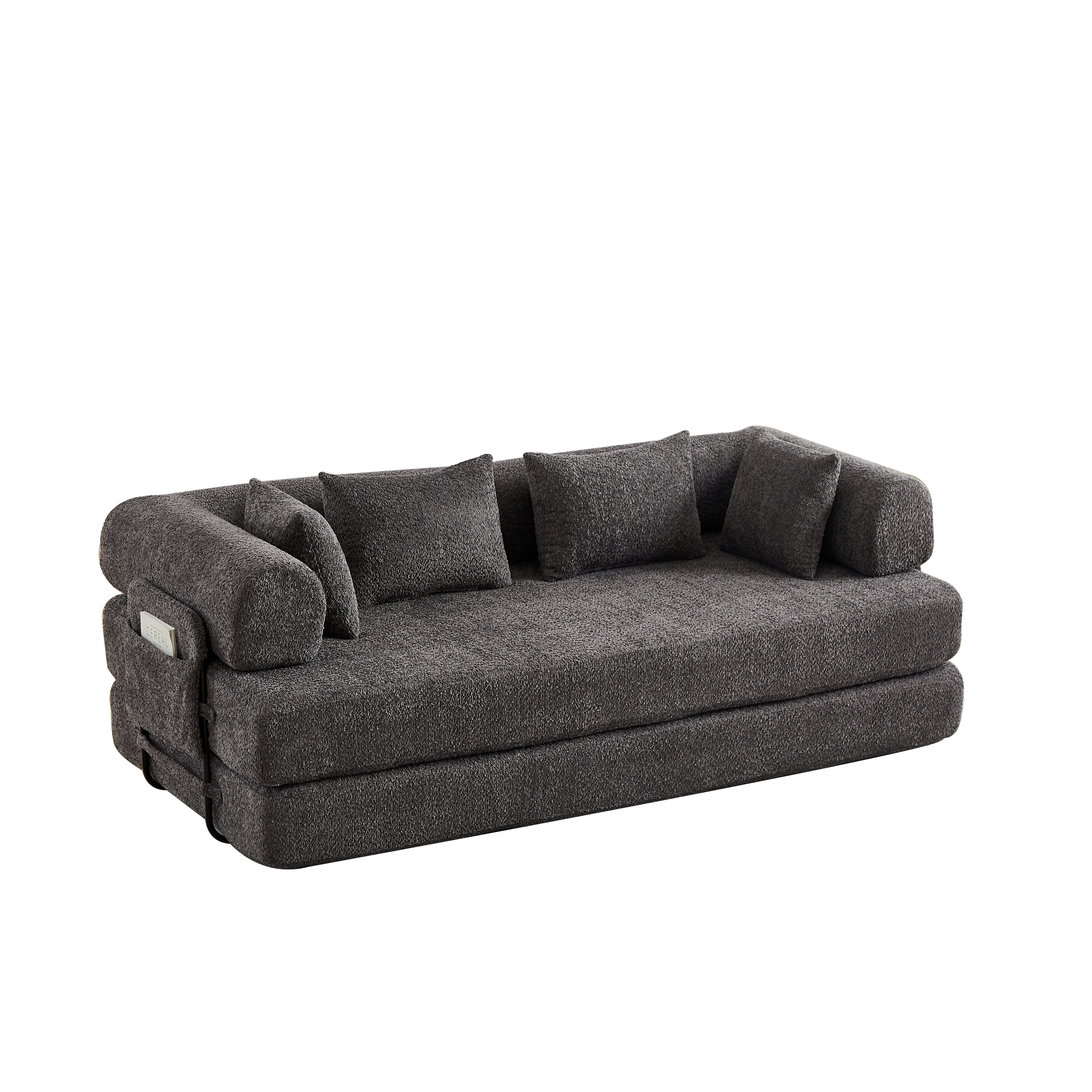 78.7-Inch Convertible Sleeper Sofa Bed with Cylindrical Pillow, Chenille Folding Mattress Couch with ,Folding Sofa Bed with Side Pocket, Floor Sofa Lounge Couch for Living Room Bedroom Lounge Studio