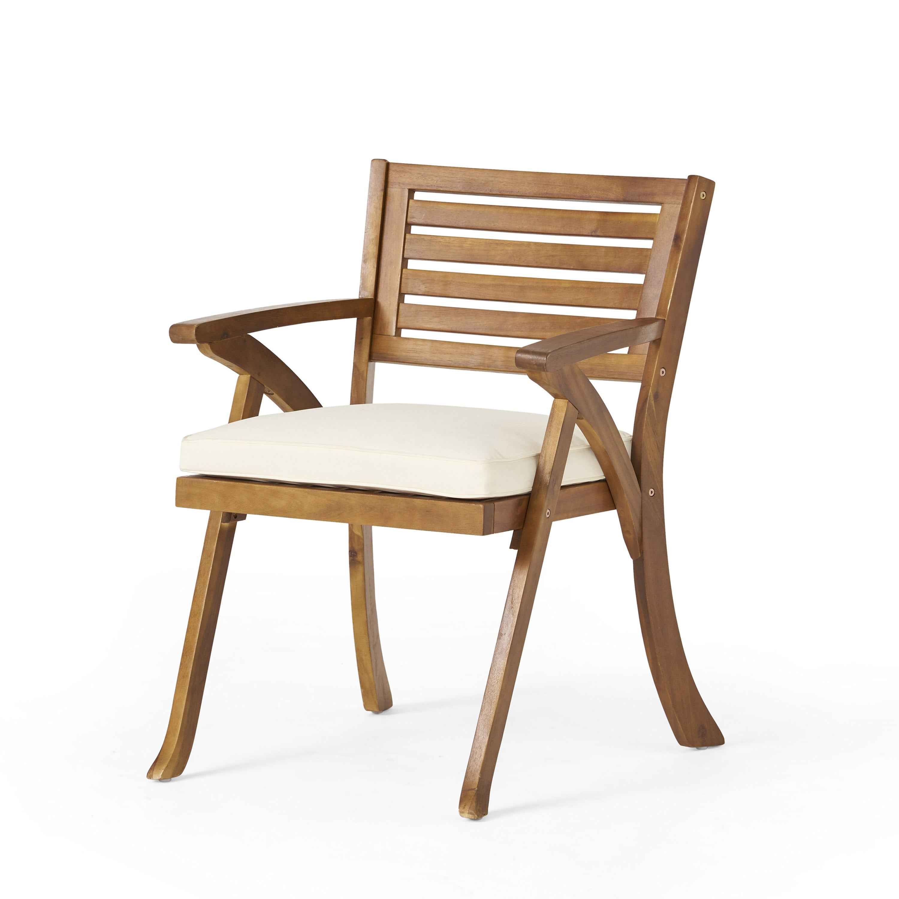 Acacia Wood Dining Chair with Water-resistant Cushion, Teak