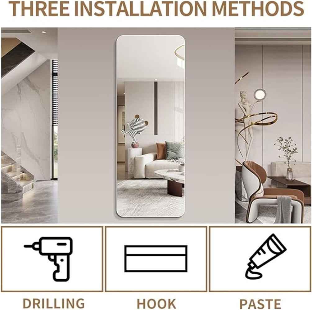 65'x 24' inch Full Body round corner mirror for Living Room Bedroom Cloakroom Wall hanging with hanging hole High quality 5mm silver mirror Explosion-proof glass