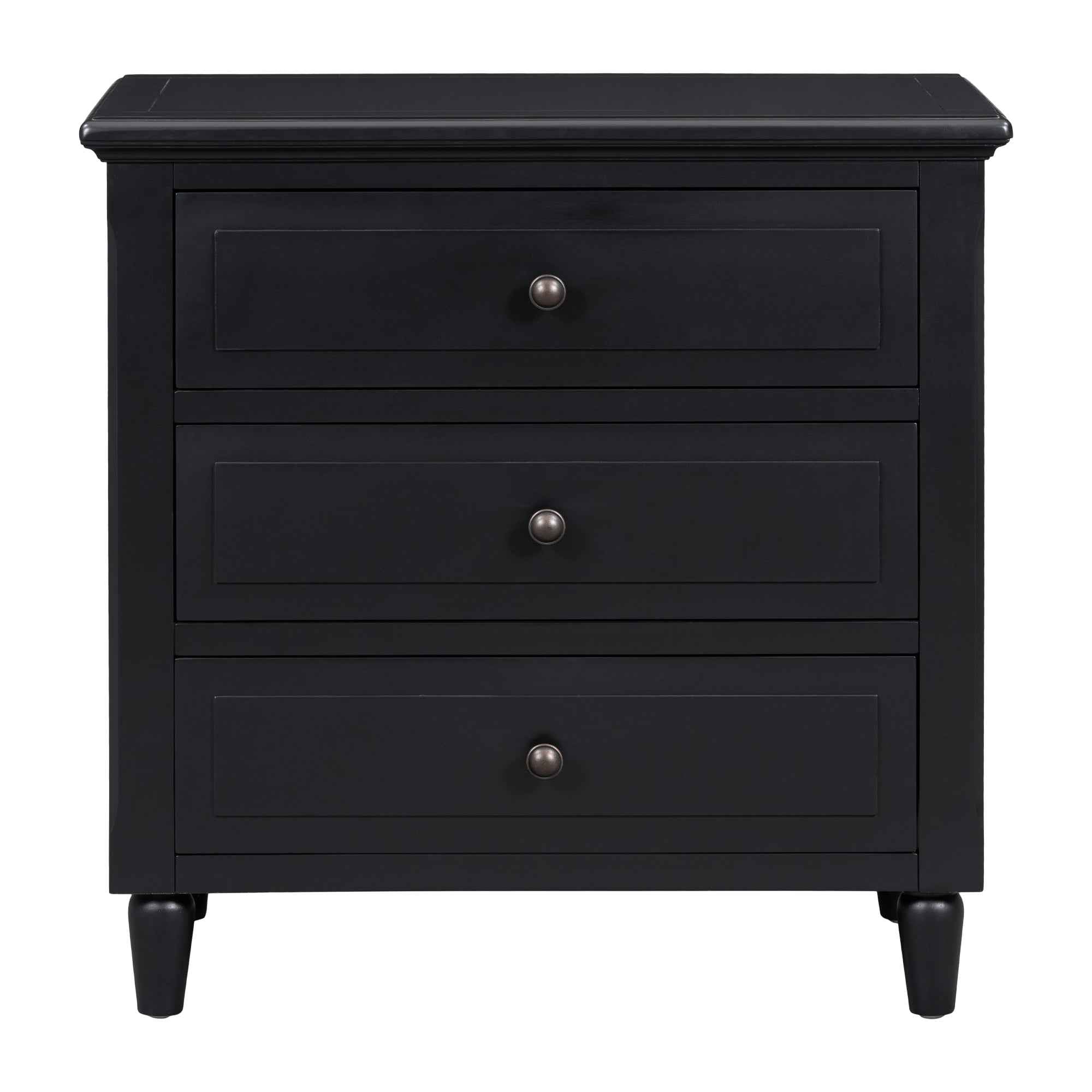 U_STYLE 28''painted Nightstand with 3 Drawers and Smooth Gliding Rails ,Simple Bedside Cabinet with Metal handle, Minimalist Sofa Side Table with rubber legs for Bedroom Sofa Couch Office