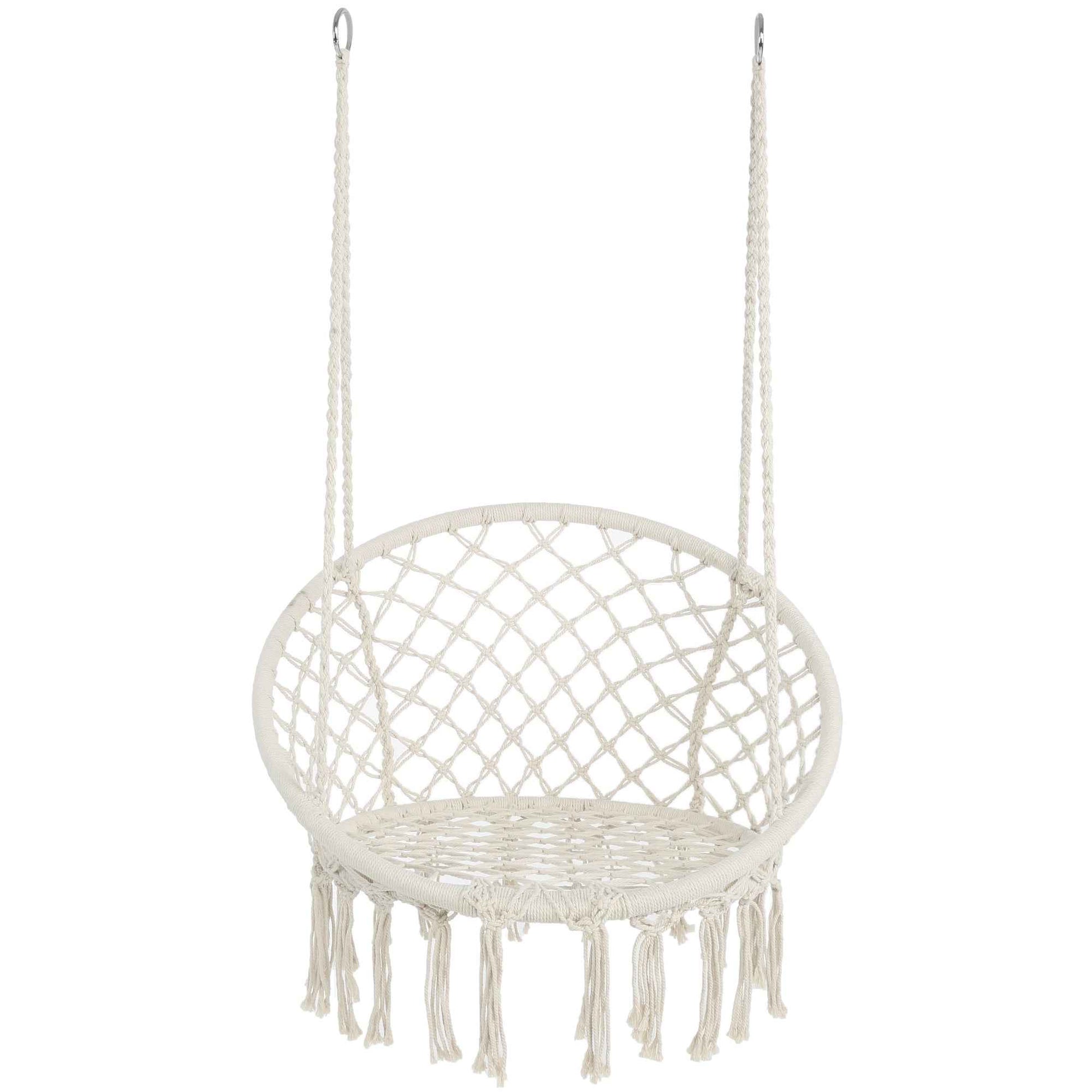 Macrame Hanging Hammock Chair, Cotton Rope Swing for Indoor and Outdoor Use, 330 lbs Capacity